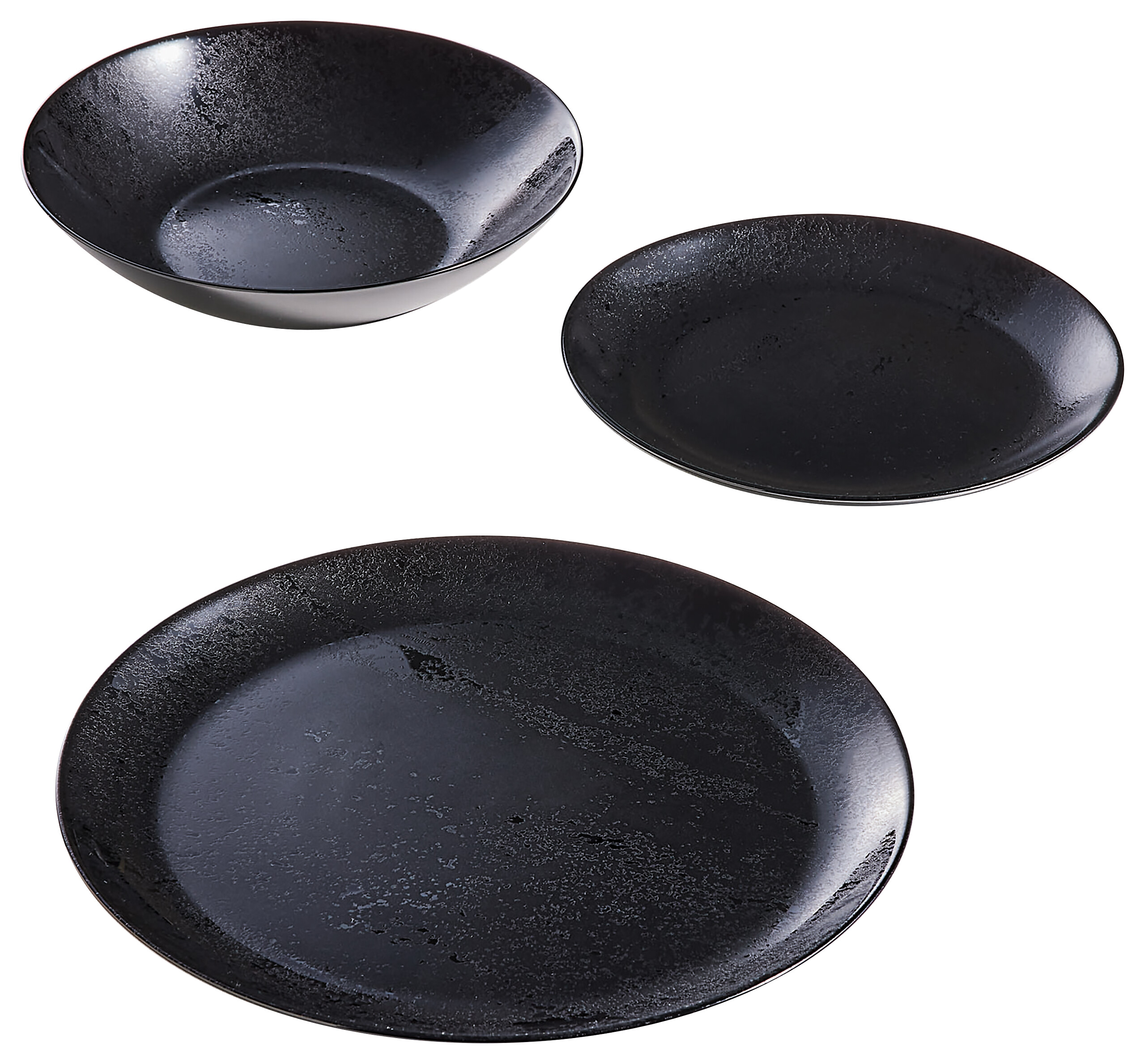 CreaTable Tafelservice Diana schwarz Glas 12 tlg.