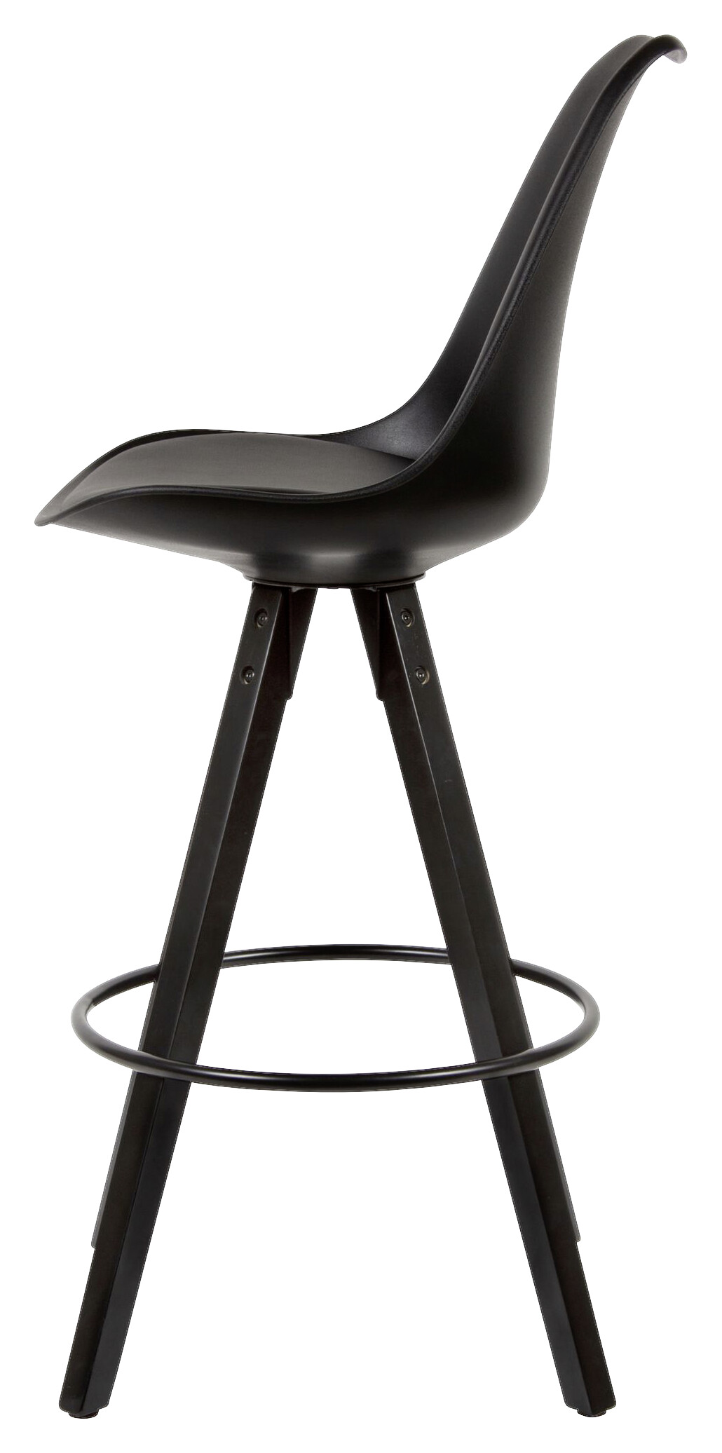 Barhocker 2er-Set schwarz Kunstleder Echtholz B/H/T: ca. 44x113x39 cm