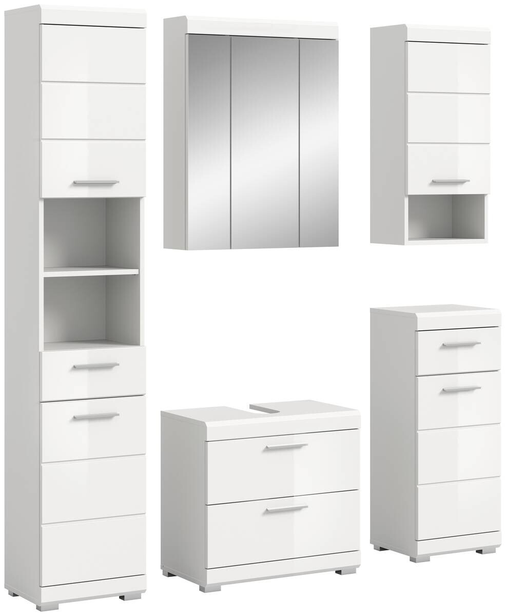 Badezimmer-Set Scout weiß weiß Hochglanz B/H/T: ca. 164x191x37 cm