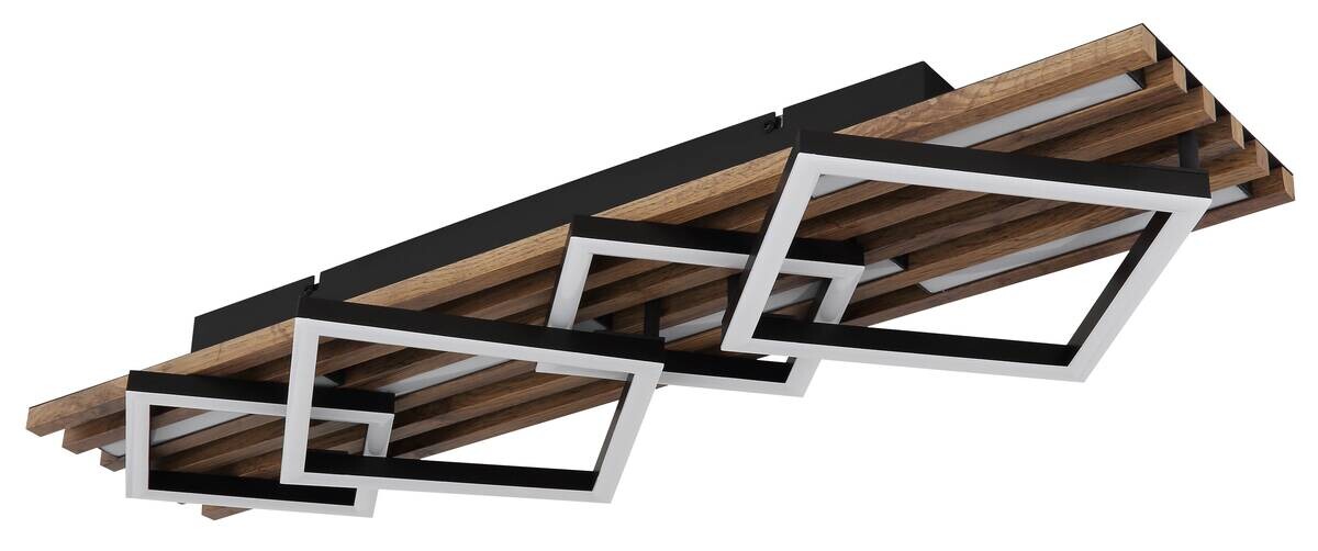 GLOBO LED-Deckenleuchte Obrien Opal mattschwarz MDF Kunststoff Metall B/H/L: ca. 82x9,5x31 cm 1 Brennstellen