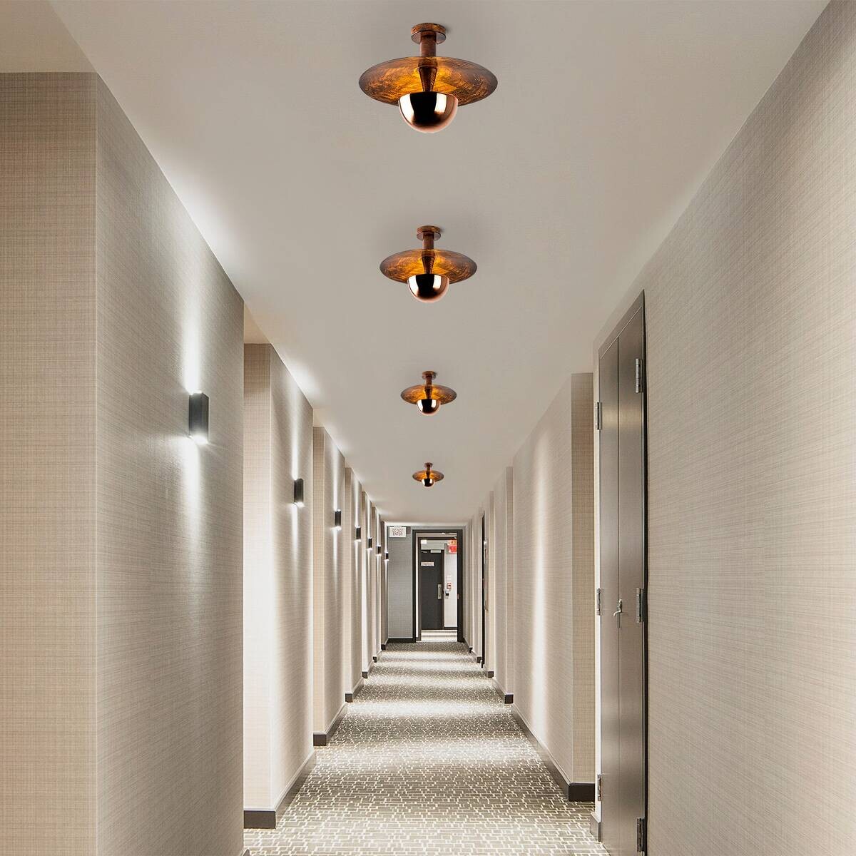 Opviq Deckenleuchte Kurt Kupfer Metall B/H/T/L/D: ca. 38x31x38x38x38 cm G9 1 Brennstellen