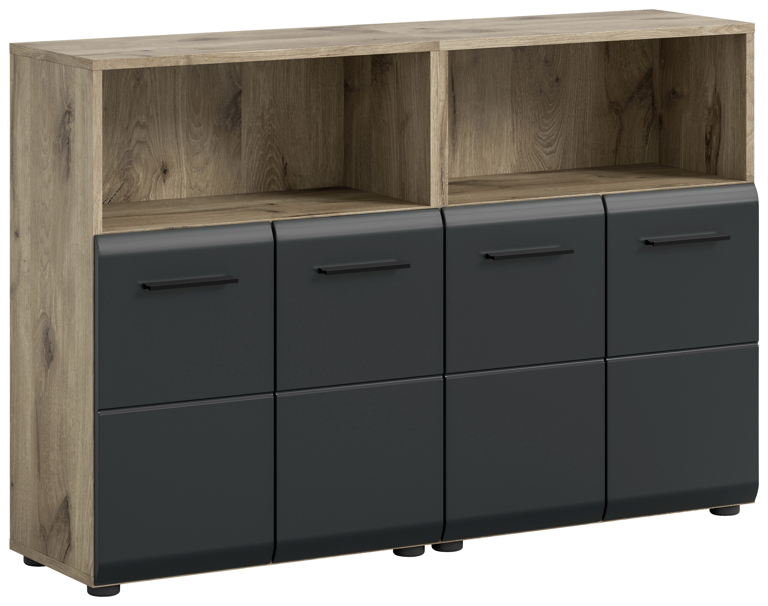 Badezimmer-Set Ice Nox Oak Nachbildung schwarz matt B/H/T: ca. 120x80x30 cm Badezimmer-Set Ice Nox Oak Nachbildung schwarz matt B/H/T: ca. 120x80x30 cm