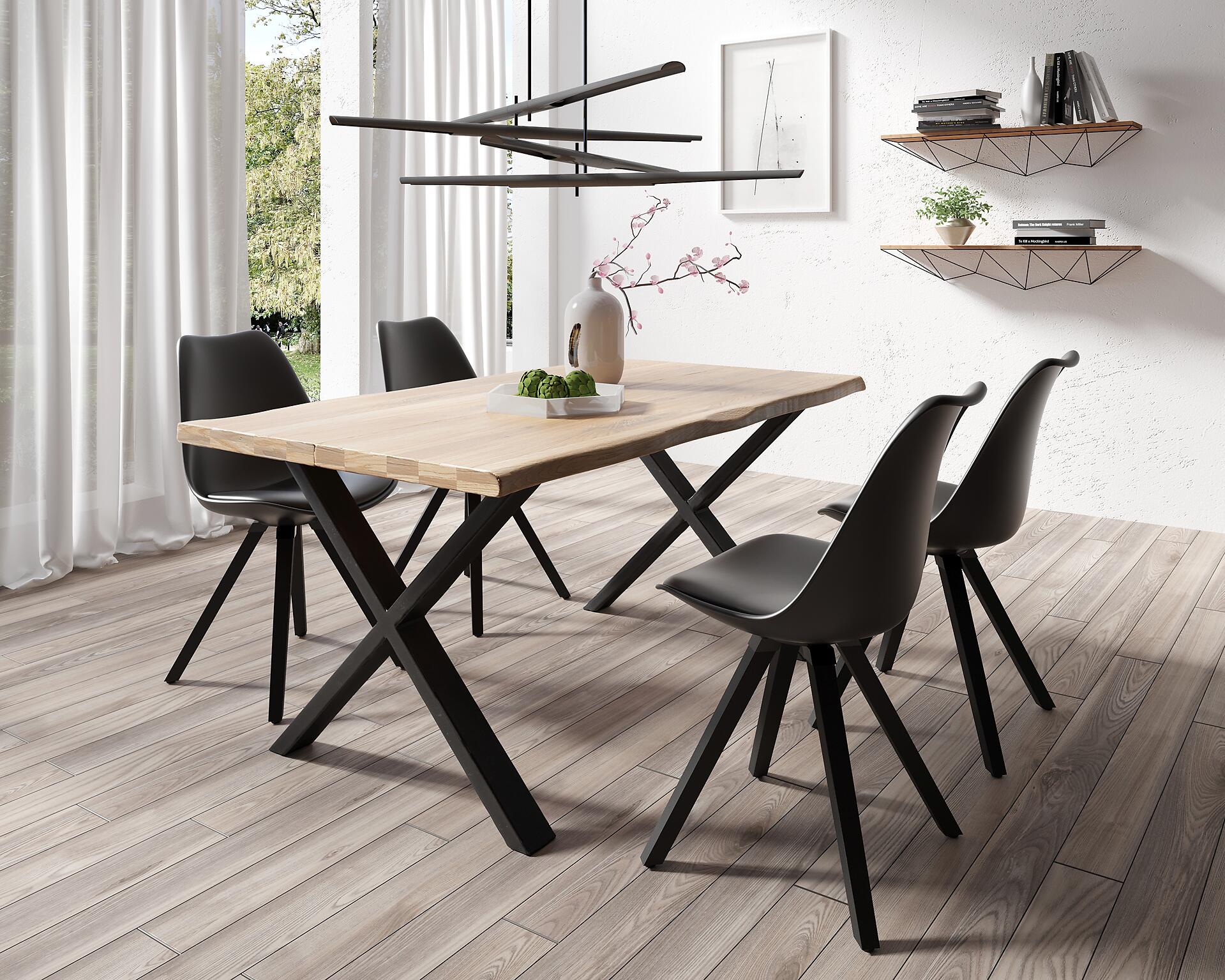 Stuhl KIRA  2er-Set schwarz schwarz schwarz Kunststoff Kunstleder Metall B/H/T: ca. 48x86x55,5 cm