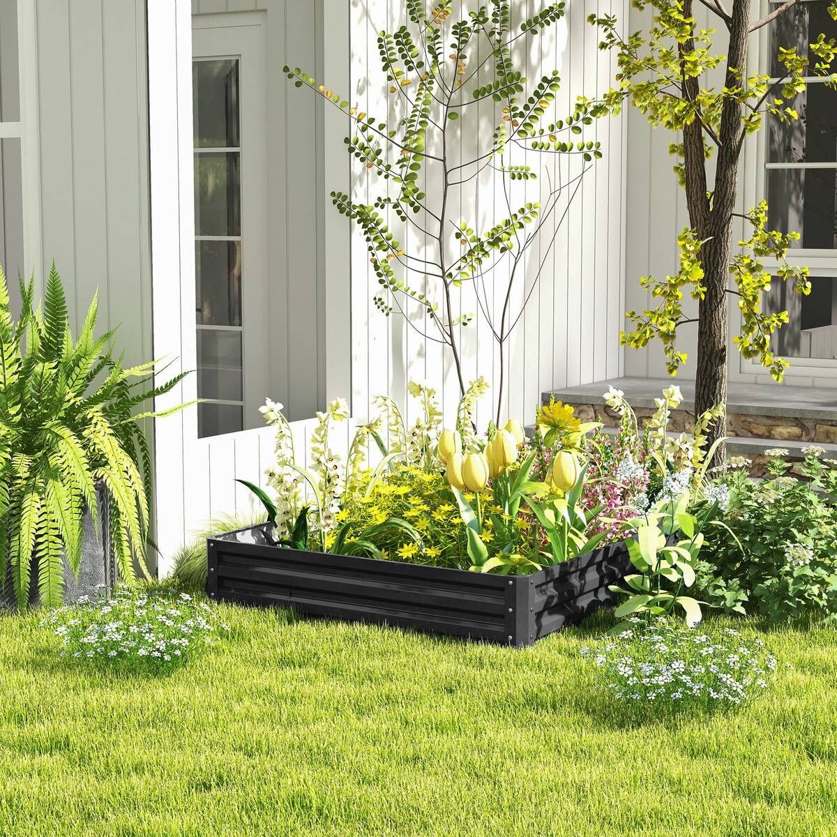 Outsunny Pflanzenbeet mit offenem Boden B/H/L: ca. 120x30x120 cm