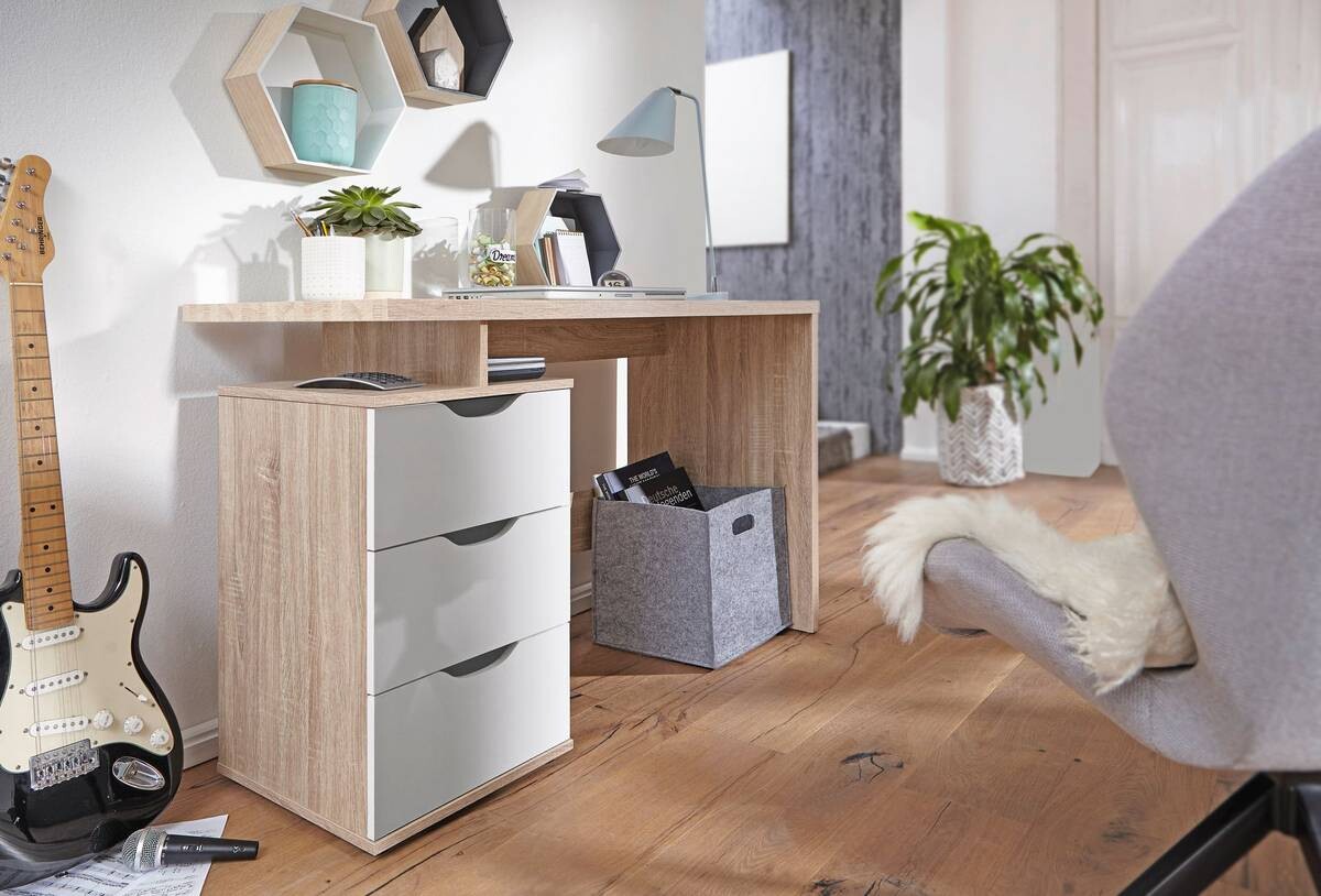 Schreibtisch Eiche Sonoma Nachbildung weiß B/H/T: ca. 120x76x53 cm