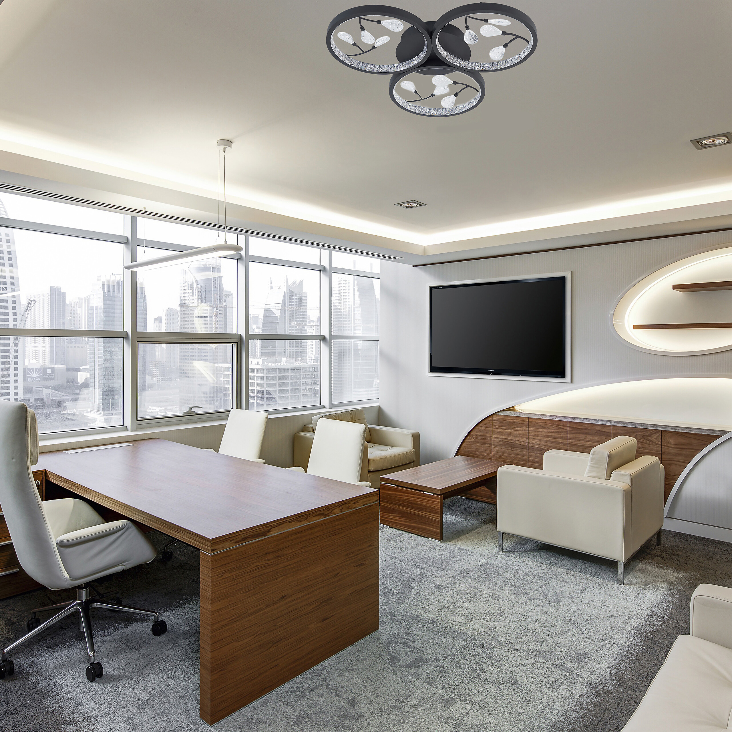 POCOline LED-Deckenleuchte Rayen schwarz sand Metall Kunststoff B/H/L: ca. 47x5x50 cm