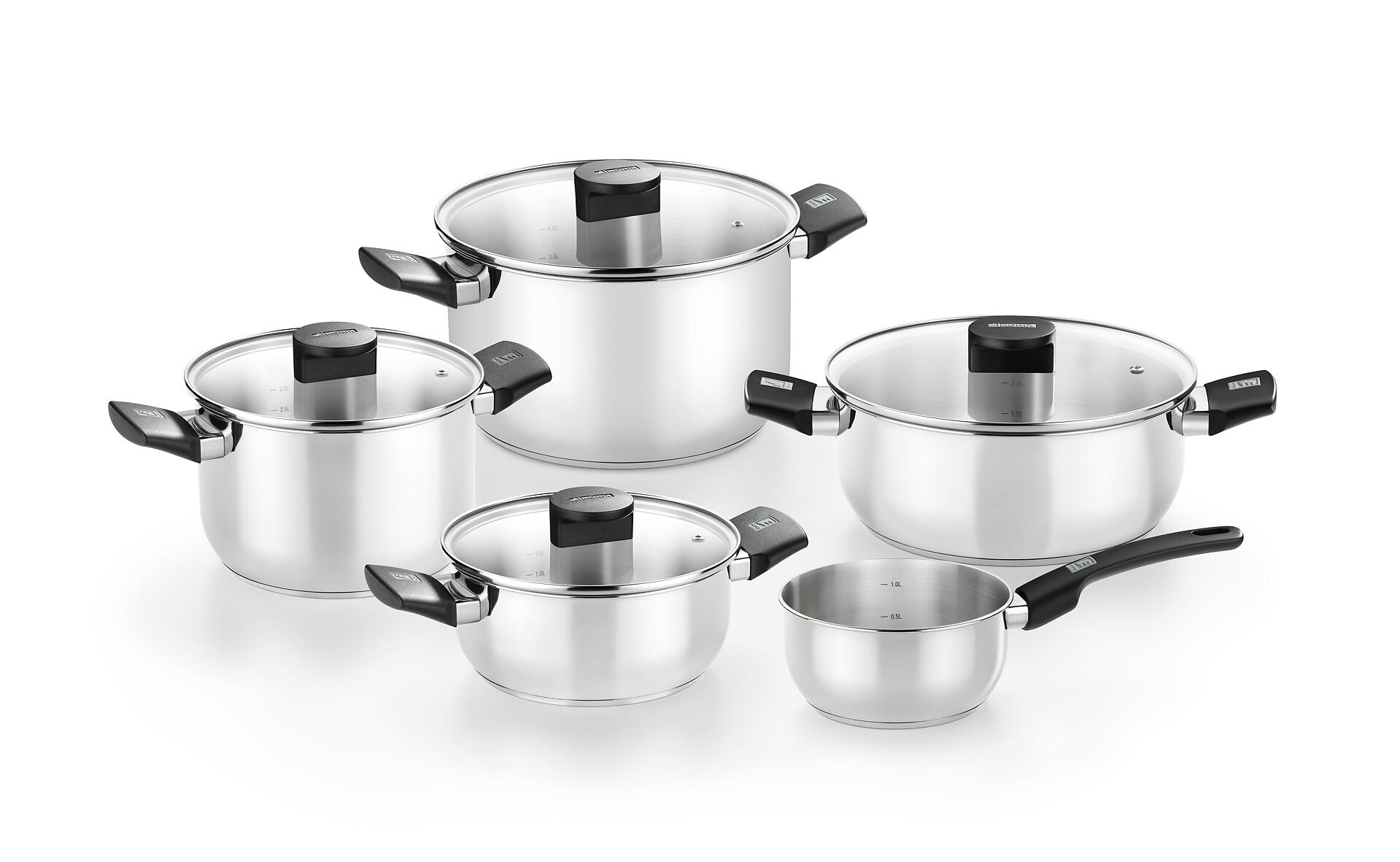 Monix Topfset Elite silber Edelstahl 5 tlg.