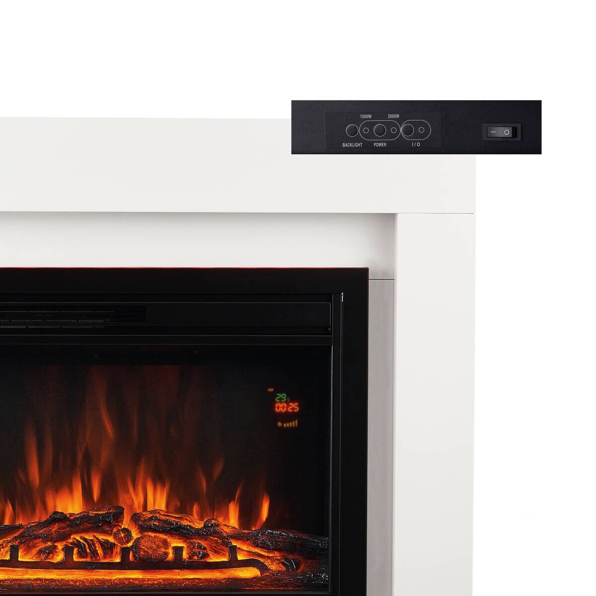 KAMINIO Elektrischer-Kamin MATTI weiß MDF Metall Glas B/H/T: ca. 95x77x26 cm ca. 2000 W