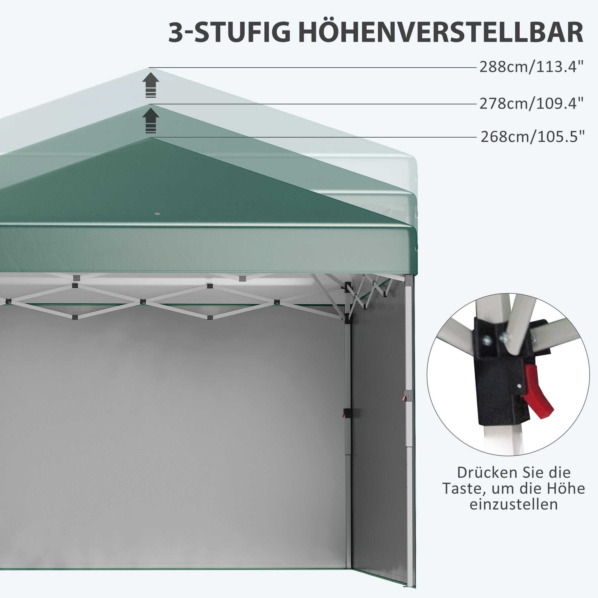 Outsunny Pavillon grün Polyester B/H/L: ca. 297x288x297 cm