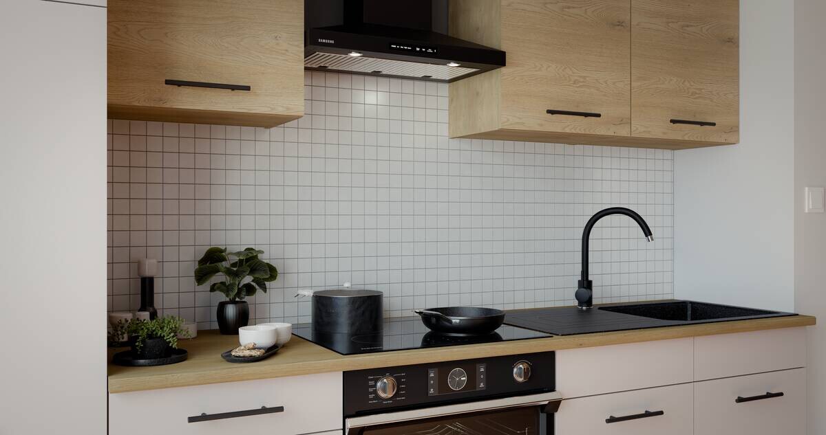 Küchenblock Fox II Cashmere Eiche Nachbildung B/H/T: ca. 270x200x60 cm