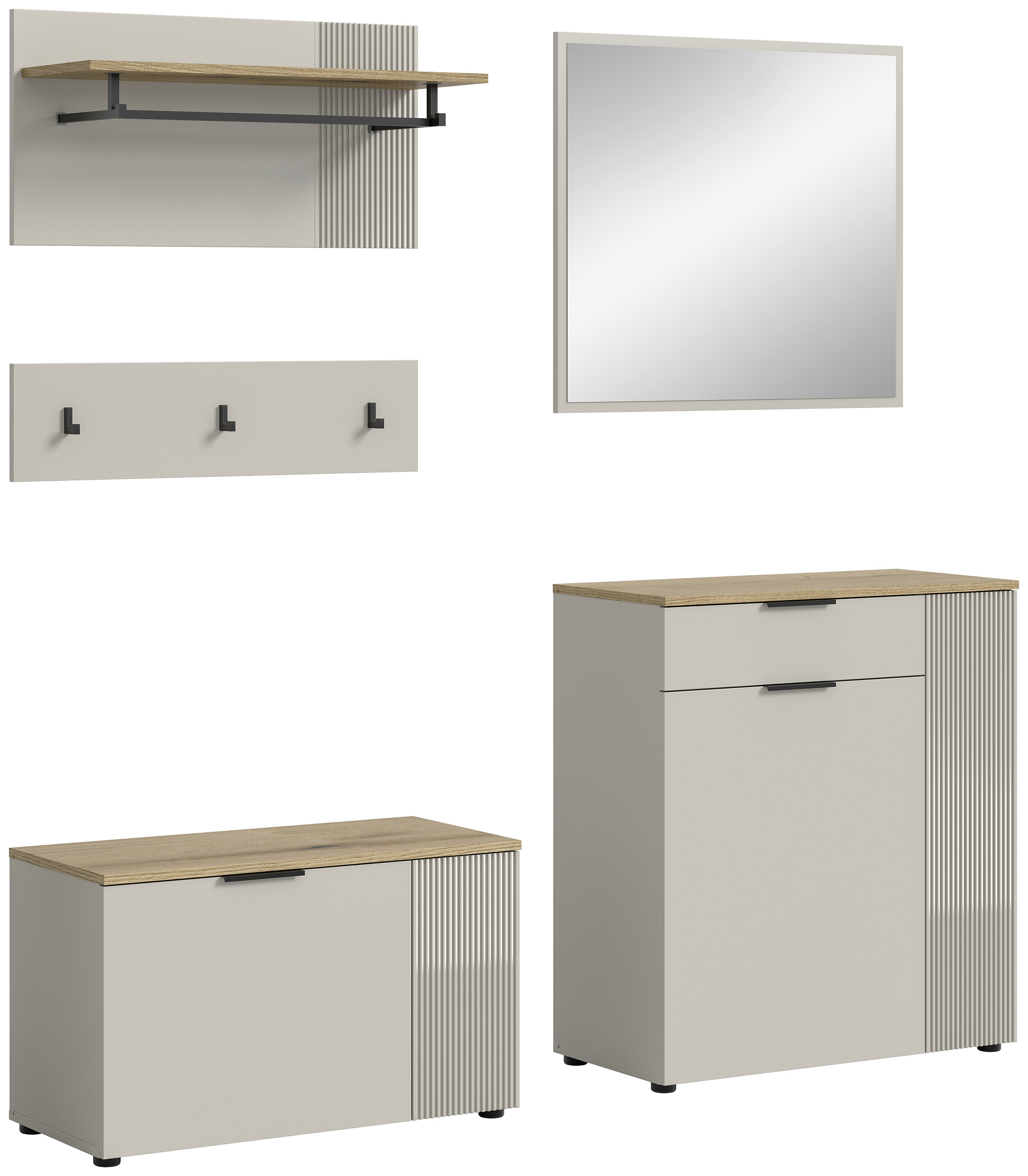 Garderobe Slide Kaschmirgrau Nachbildung Evoke Oak Nachbildung B/H/T: ca. 175x190x36 cm