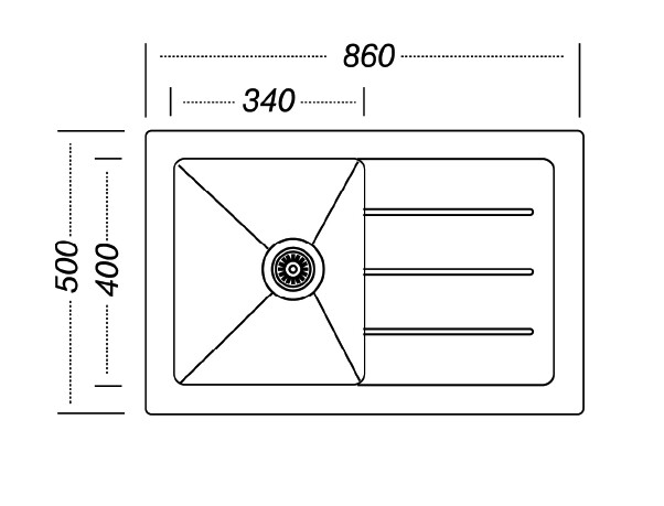 Respekta Einbauspüle New York 86 x 50 S schwarz Glas Edelstahl B/H/T: ca. 86x21x50 cm