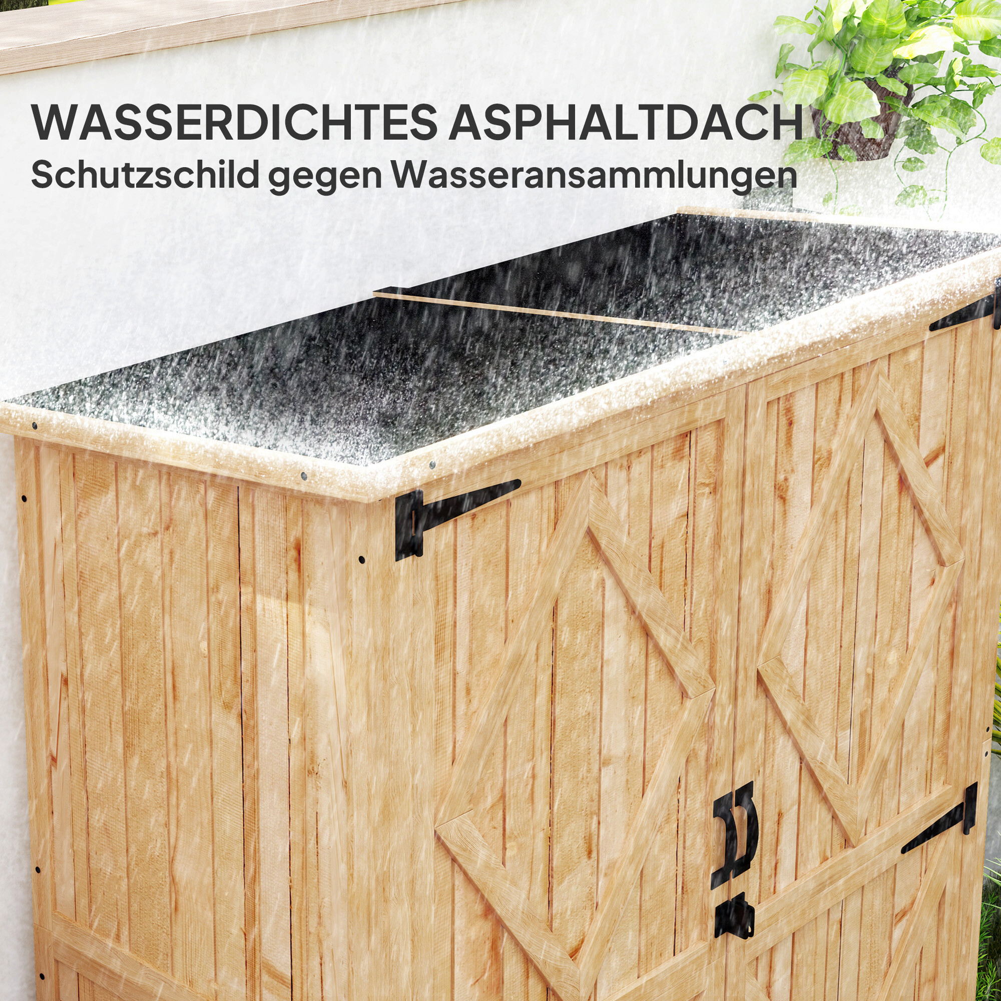 Outsunny Gartenschrank Holzoptik Holz B/H/L: ca. 57x167x116,5 cm