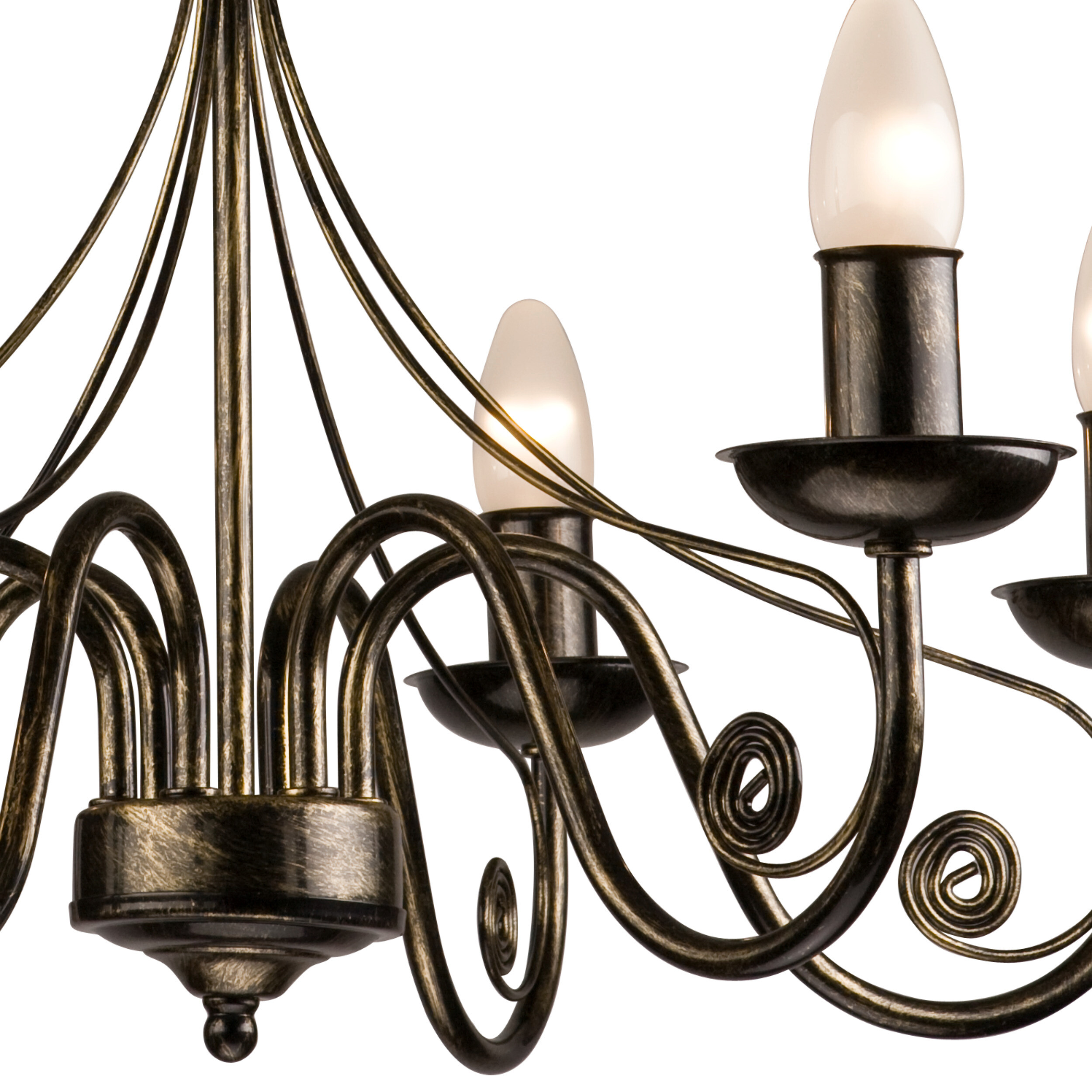 Lamkur Kronleuchter Donato schwarz Stahl B/H/L: ca. 57x72x57 cm E14 6 Brennstellen