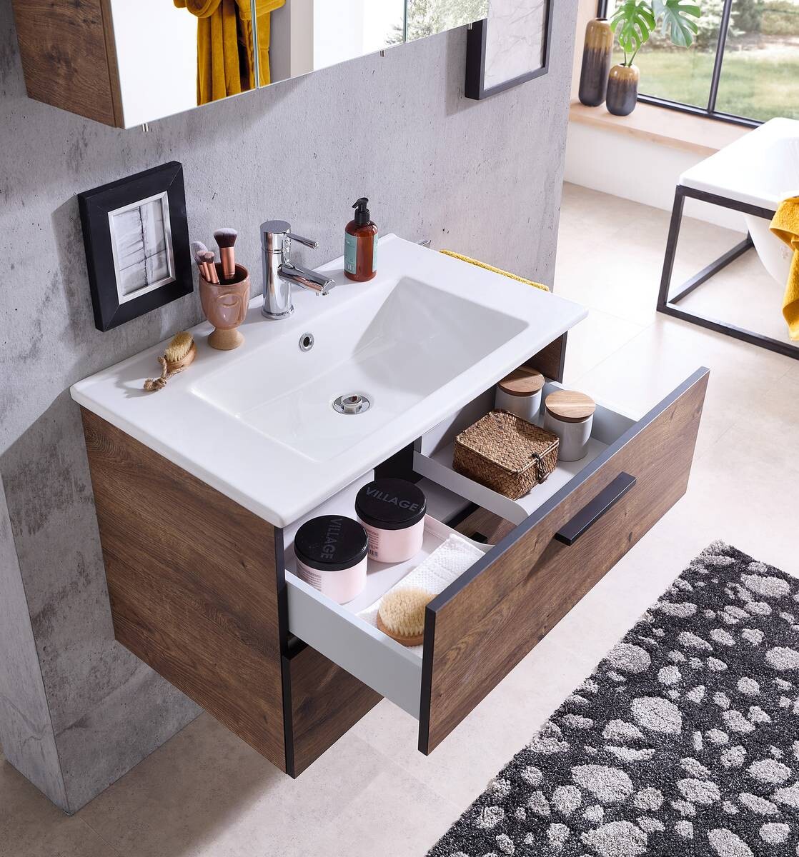 Badezimmer-Set Quickset 374 Eiche Ribeck Nachbildung B/H/T: ca. 75x200x45 cm