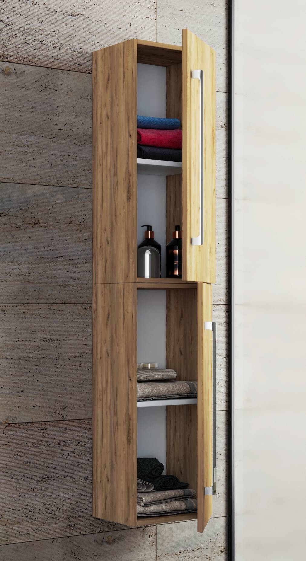 Hochschrank Badinos Eiche Honig Nachbildung B/H/T: ca. 33x150x22 cm