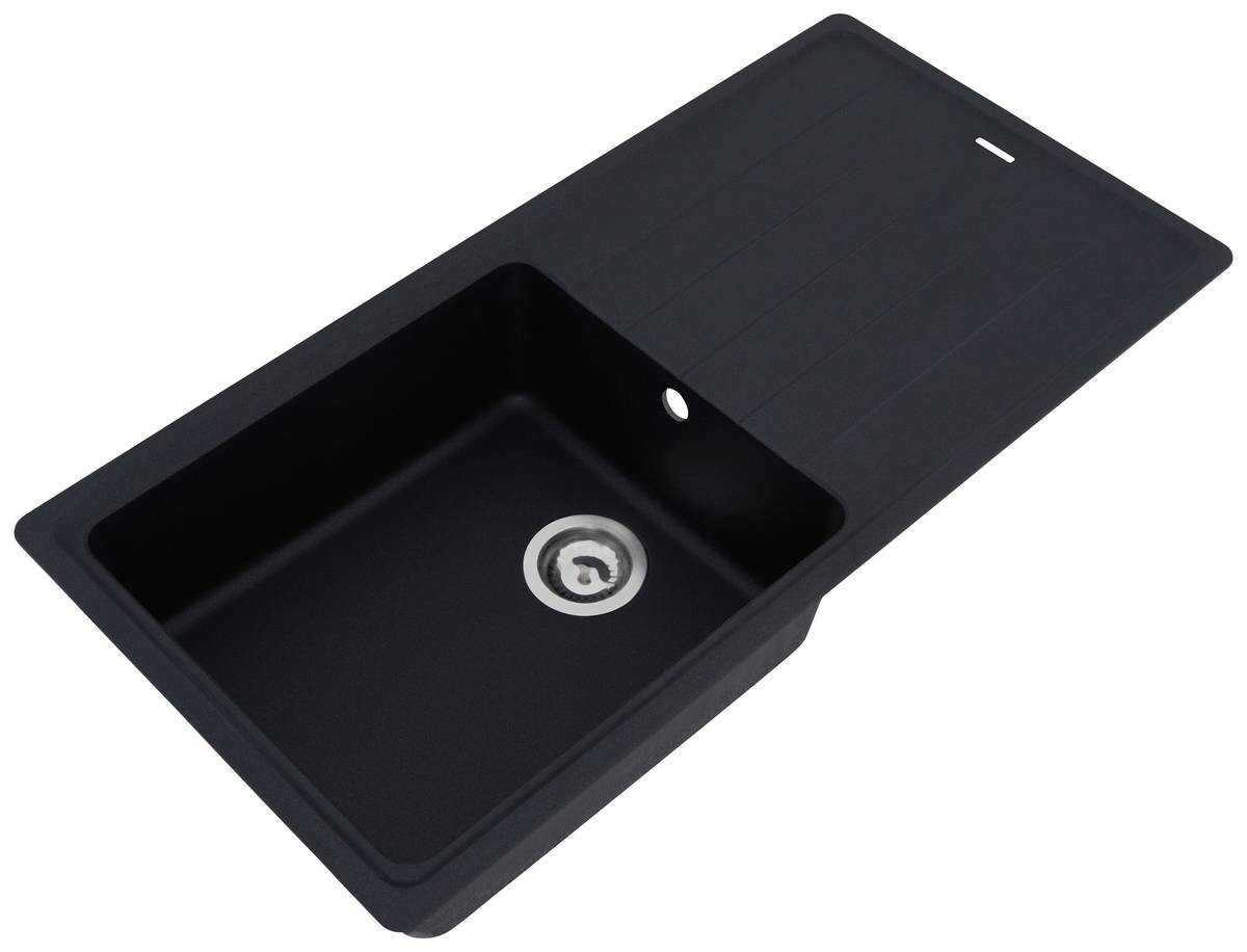 Respekta Einbauspüle Columbia 100 x 50 S schwarz Granitverbundmaterial B/H/T: ca. 100x18,5x50 cm