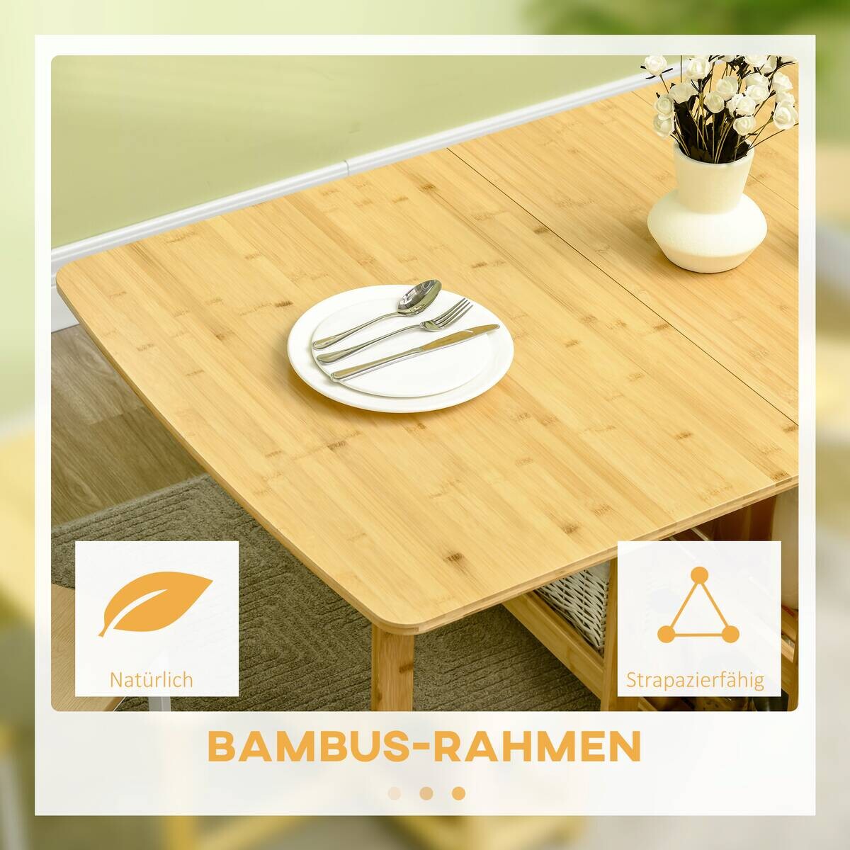 HOMCOM Klapptisch natur Bambus B/H/L: ca. 80x149,5x73,5 cm