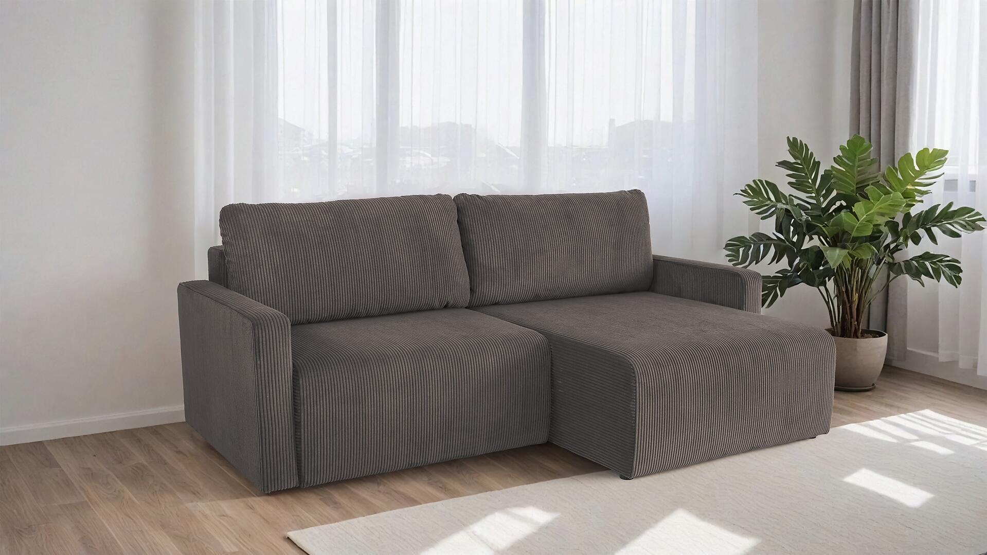 Ecksofa mit Bettfunktion und Bettkasten dunkelgrau Microfaser B/H/T: ca. 227x92x146 cm Ecksofa mit Bettfunktion und Bettkasten dunkelgrau Microfaser B/H/T: ca. 227x92x146 cm