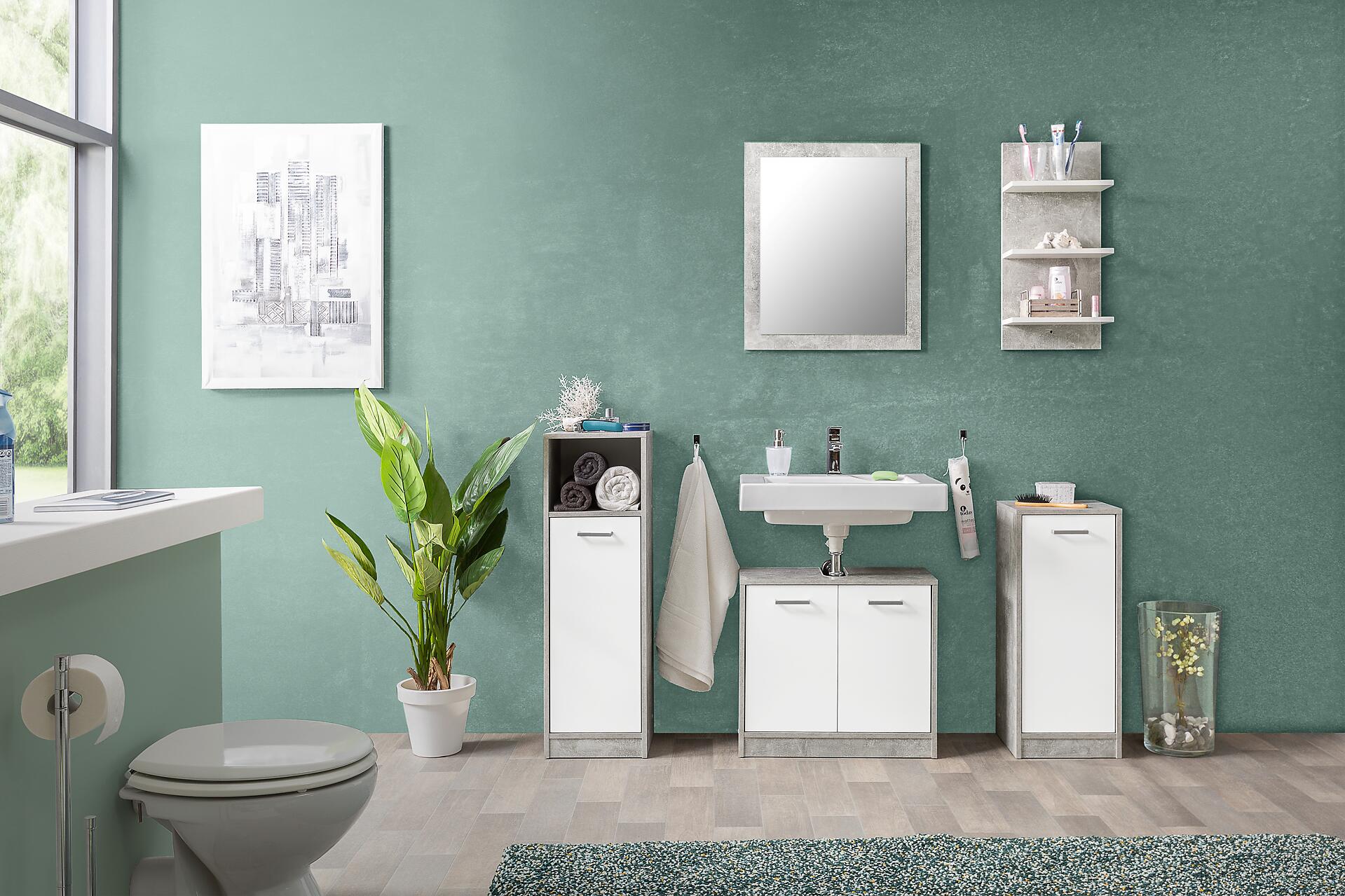 Bad-Set Madeira Beton Optik weiß B/H/T: ca. 123x76,5x28 cm