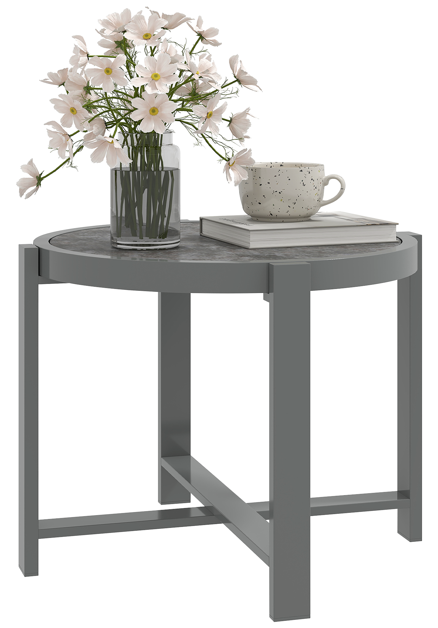 Outsunny Gartentisch grau Aluminium B/H/L: ca. 60x46x60 cm