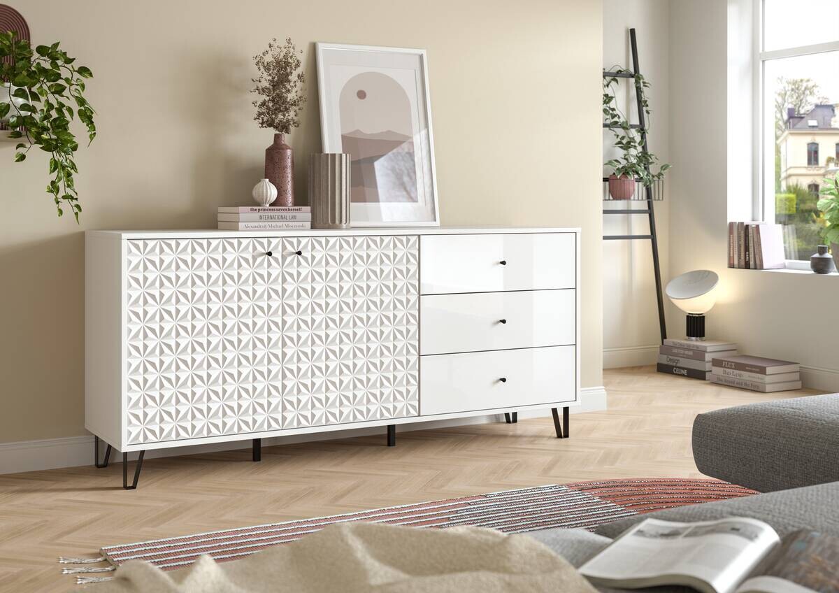 Sideboard PRISMA weiß weiß Hochglanz B/H/T: ca. 170x76x40 cm