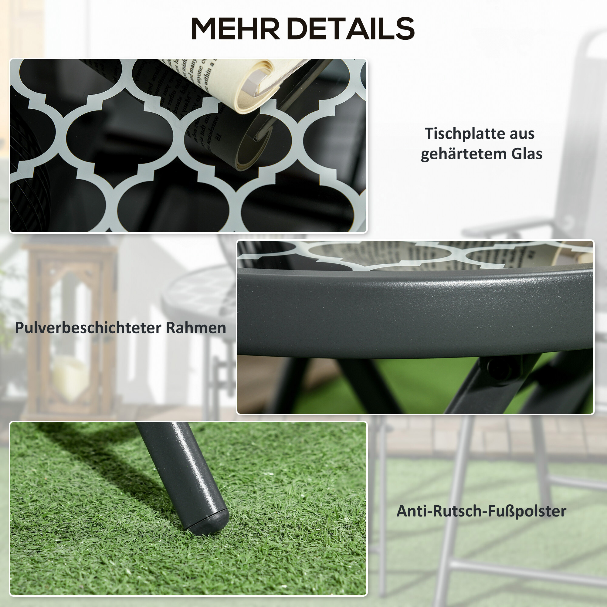 Outsunny Garten-Beistelltisch schwarz Metall B/H/L: ca. 45x50x45 cm