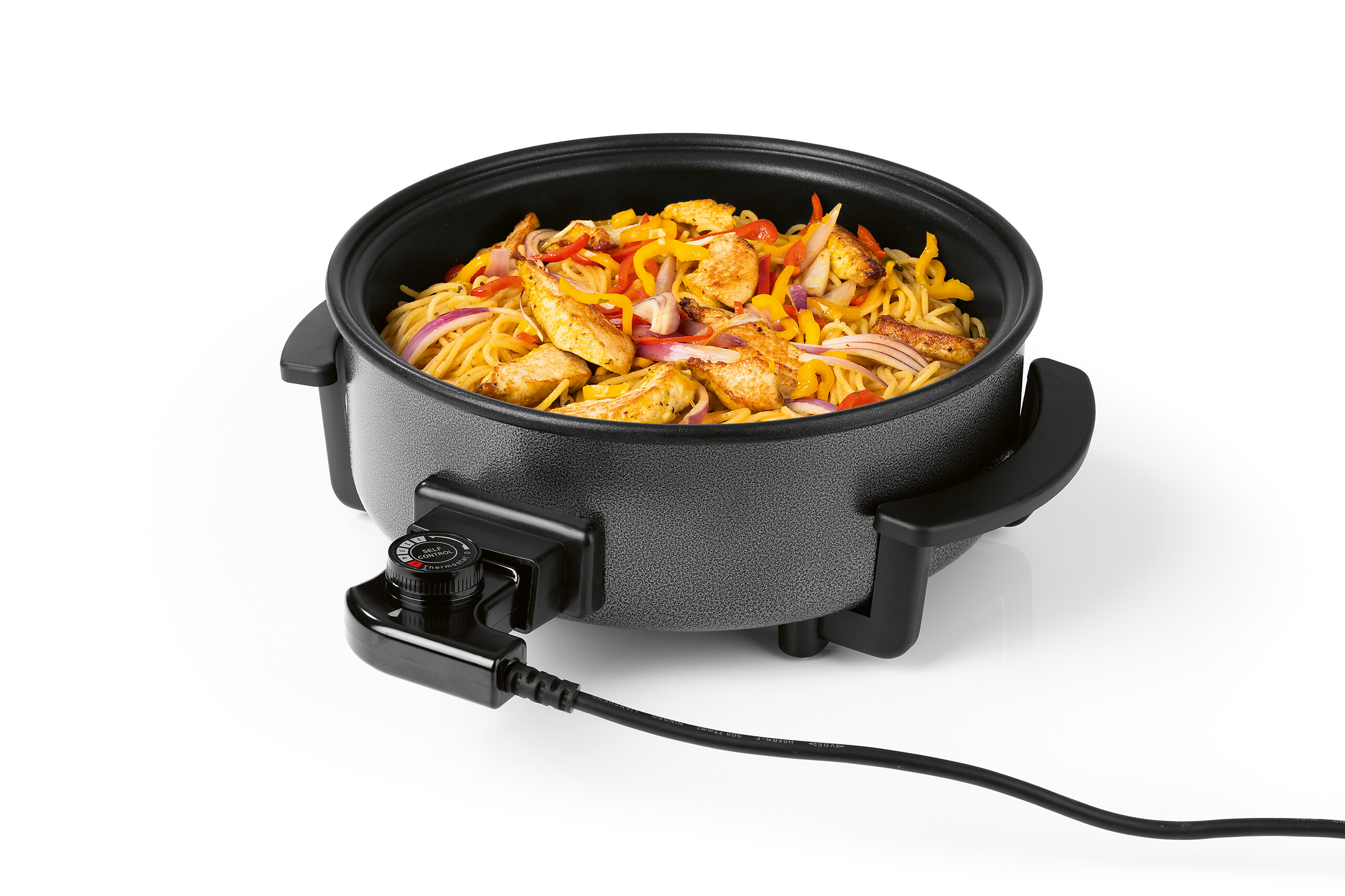 GOURMETmaxx Elektrische Party-Pfanne schwarz Edelstahl B/H/L: ca. 14,5x36x34,5 cm