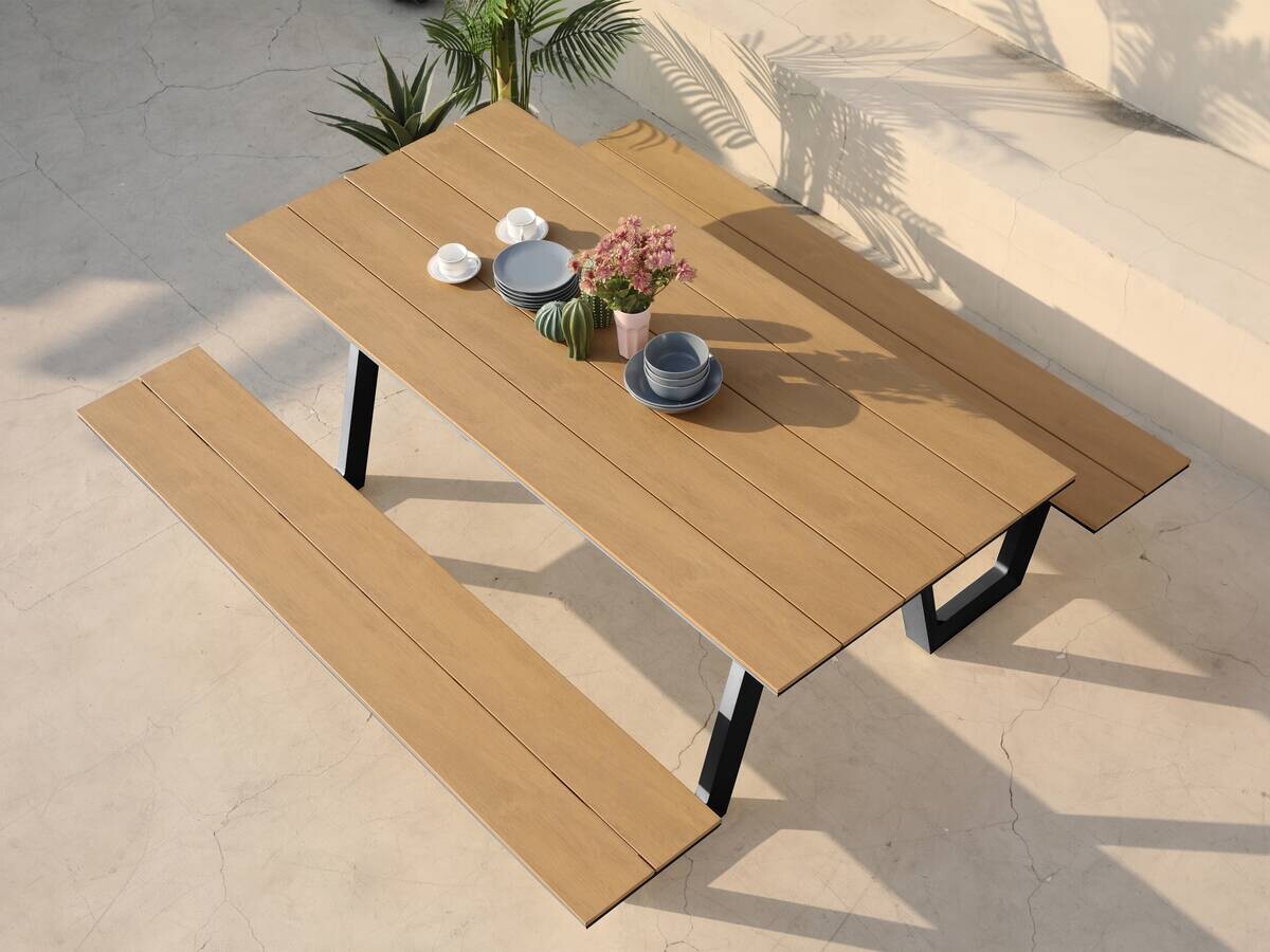 AXI Outdoor Living Picknicktisch Nori braun Metall B/H/L: ca. 190x75x200 cm