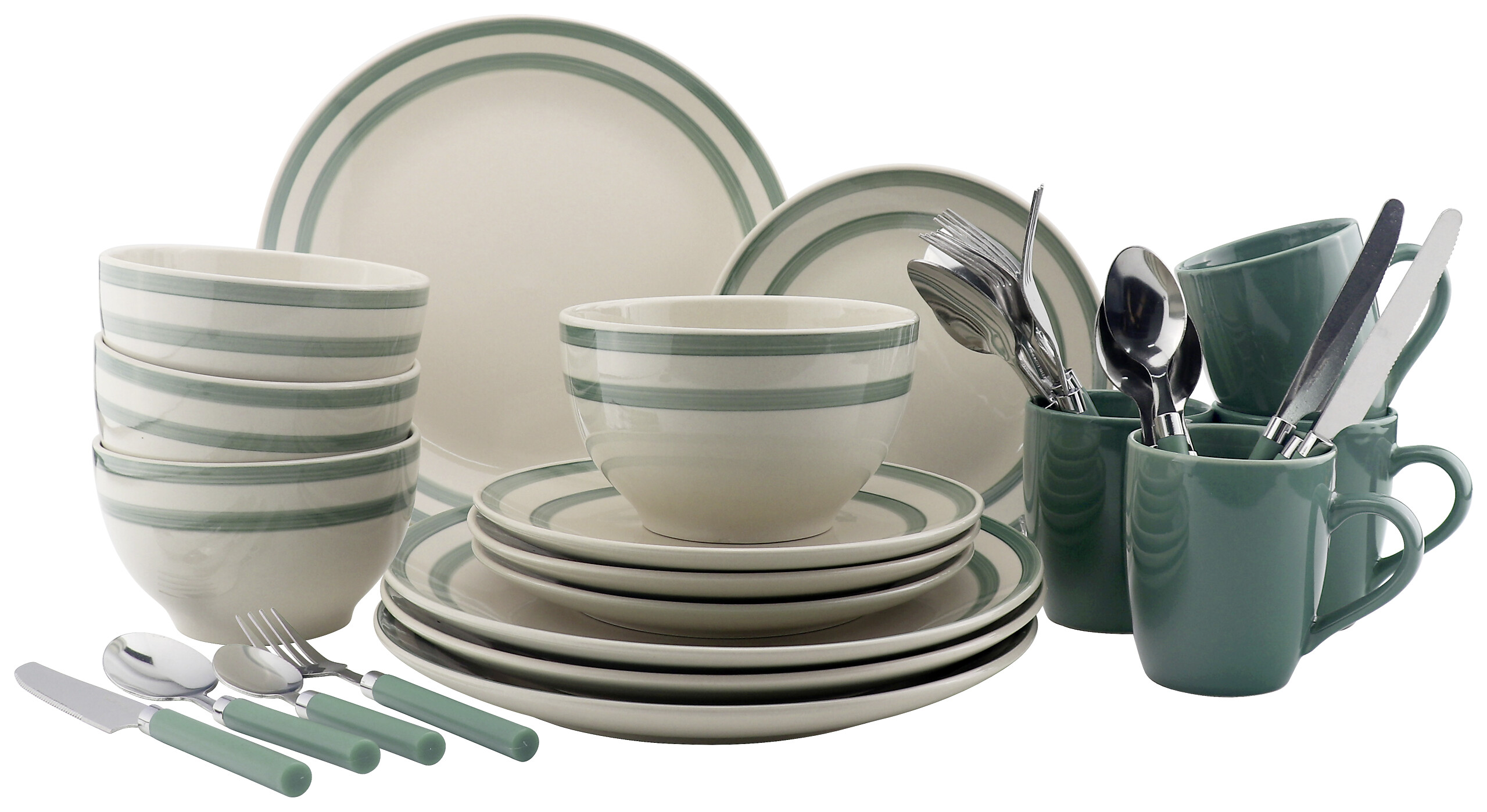POCOline Kombiservice grün Steingut 32 tlg.