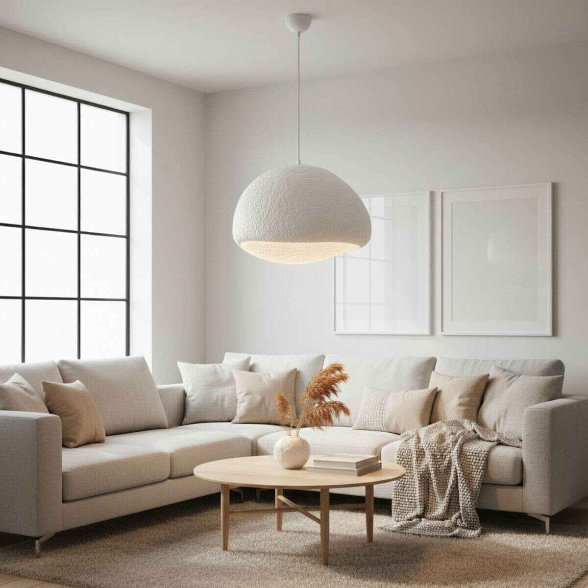 Opviq Pendelleuchte weiß Metall Fiberglas B/T/L: ca. 50x44x50 cm E27 1 Brennstellen