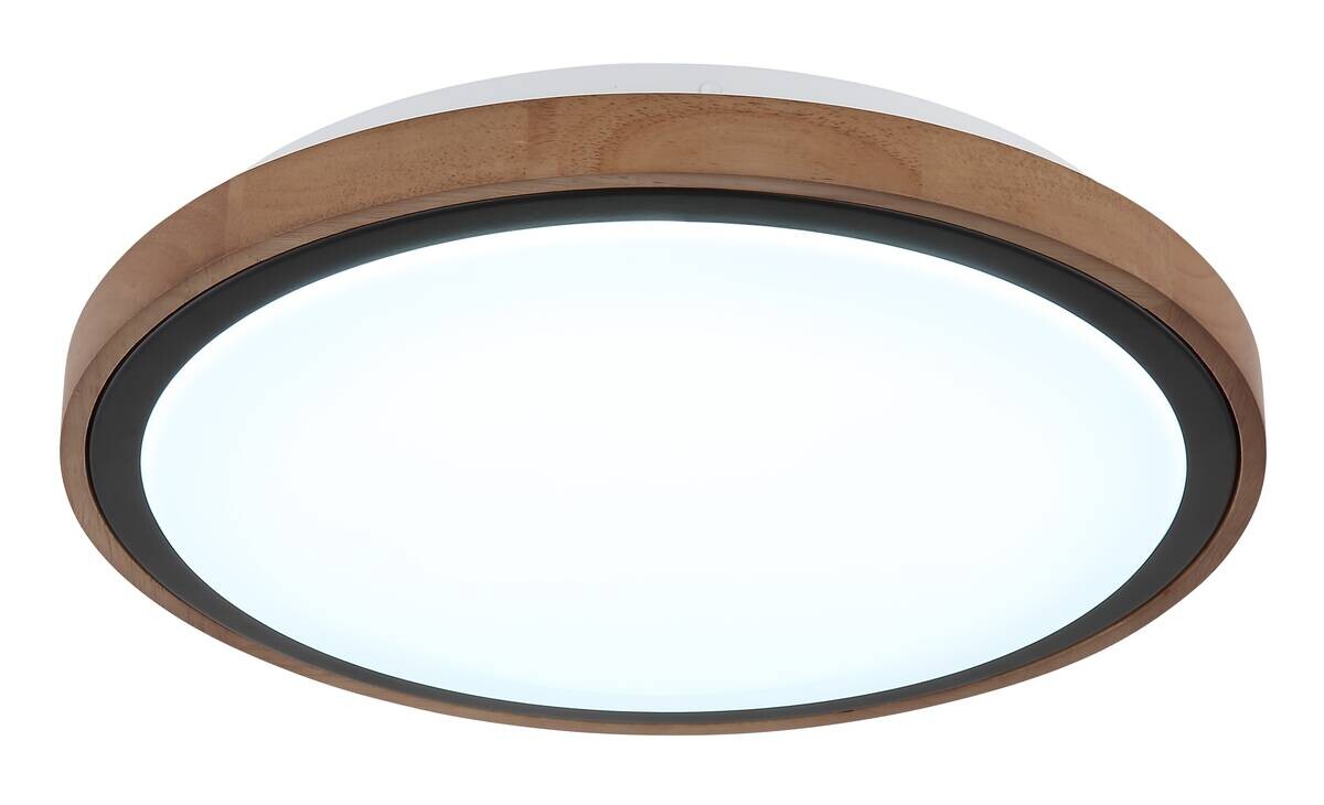 GLOBO LED-Deckenleuchte Opal schwarz braun Metall Holz Acryl H/D: ca. 9,5x38 cm