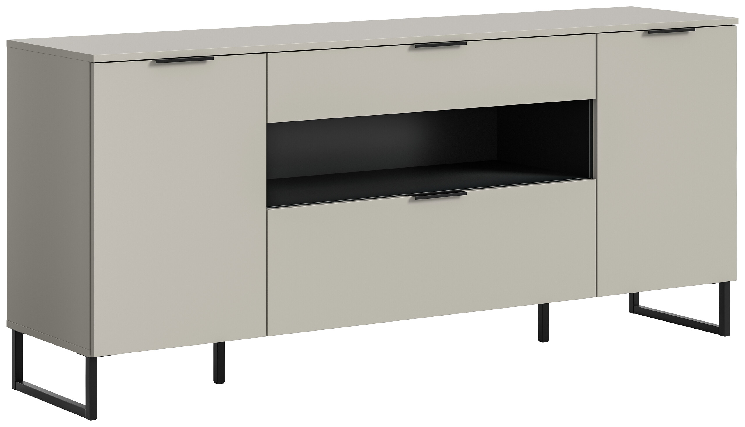 Sideboard Noida Kaschmirgrau Nachbildung schwarz B/H/T: ca. 80x185x41 cm