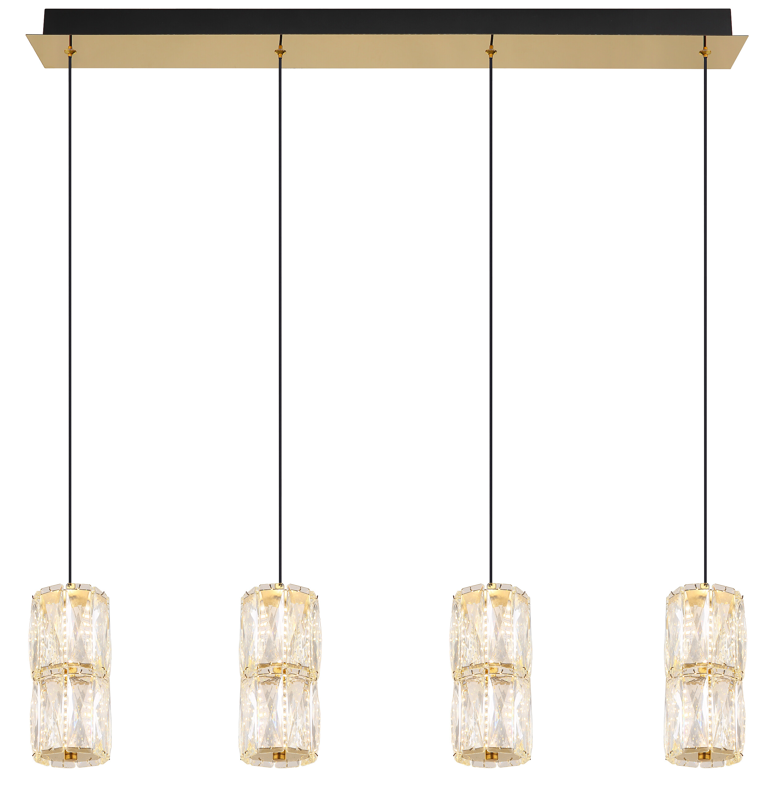 GLOBO Pendelleuchte mattschwarz gold klar Glas Metall B/H/T/L: ca. 9,5x150x84,5x84,5 cm 1.0 Brennstellen