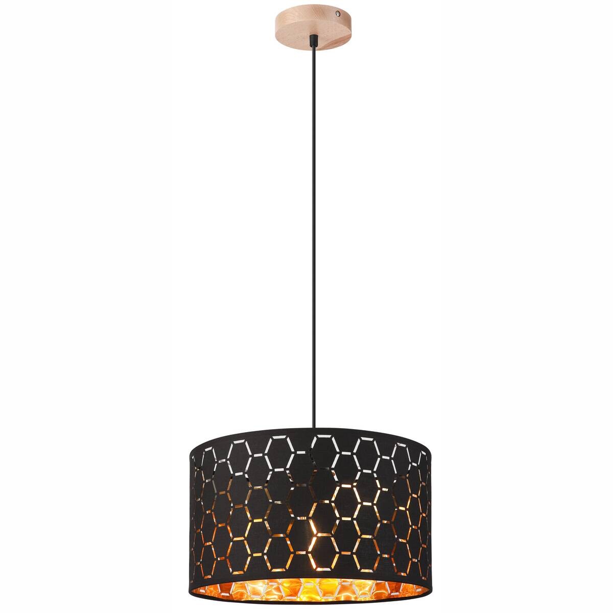 Lamkur Pendelleuchte schwarz Holz B/H/L: ca. 37x23x37 cm E27 1 Brennstellen