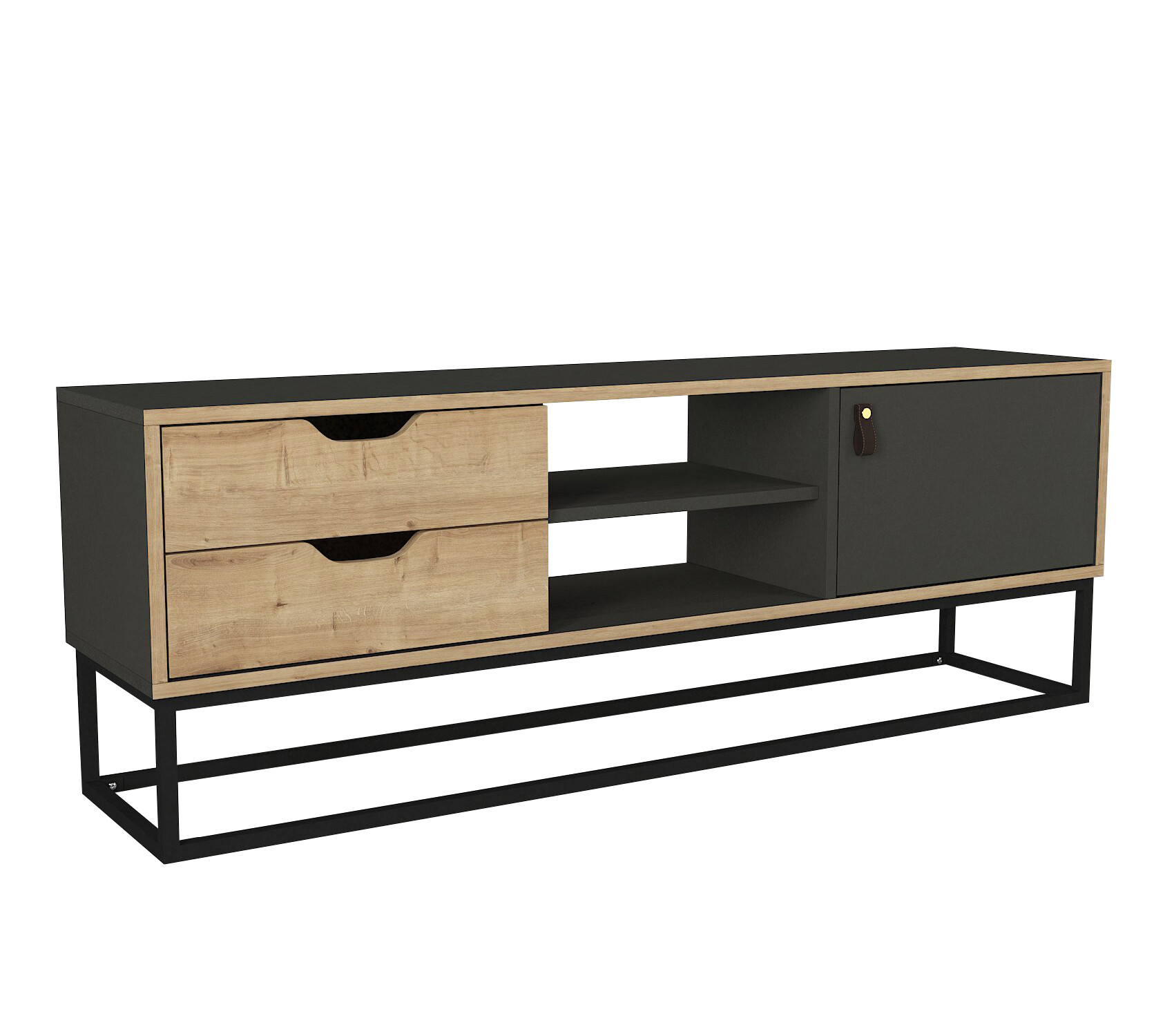 TV-Lowboard Dolores anthrazit Safir Nachbildung B/H/T: ca. 150x53,2x35 cm