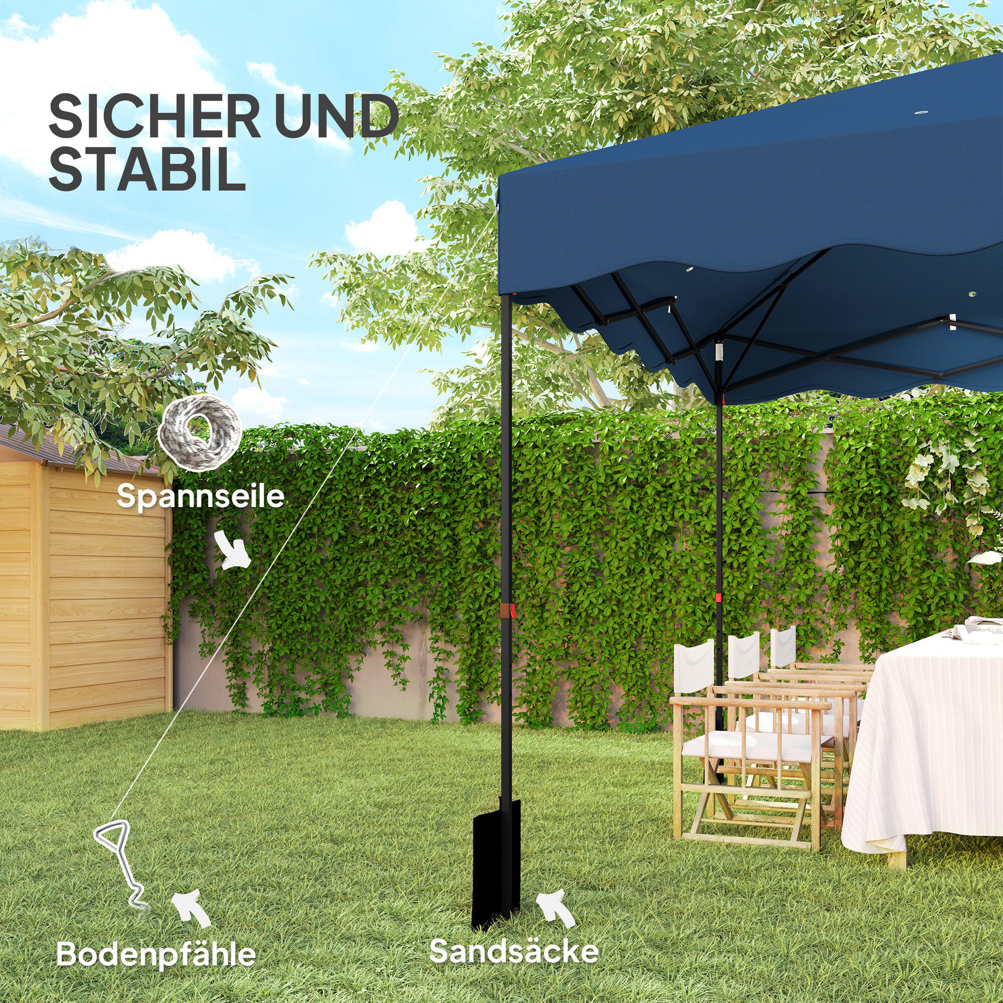 Outsunny Pavillon blau Metall B/H/L: ca. 297x287x297 cm