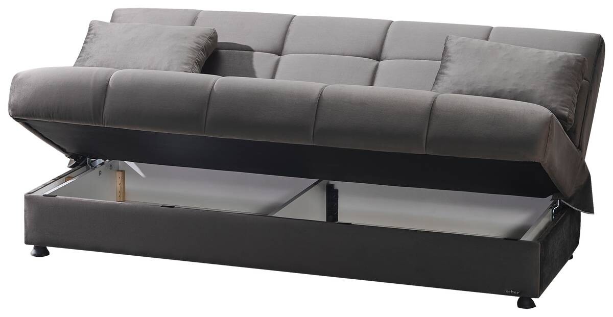 Schlafsofa Alonso grau Microfaser B/H/T: ca. 196x89x83 cm