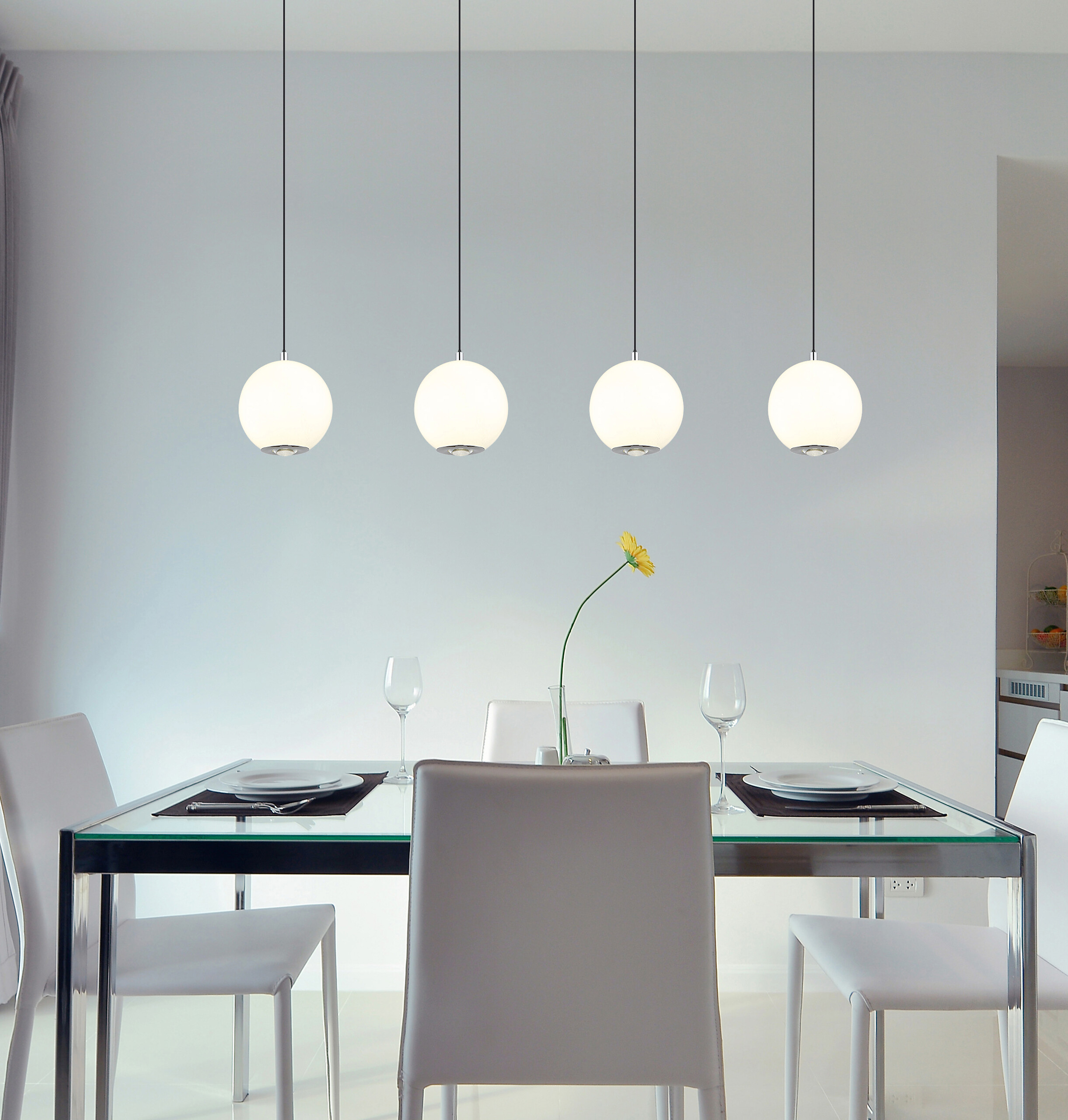 GLOBO Pendelleuchte grau Opal Metall Glas B/H/T/L: ca. 15x150x99x99 cm 1.0 Brennstellen