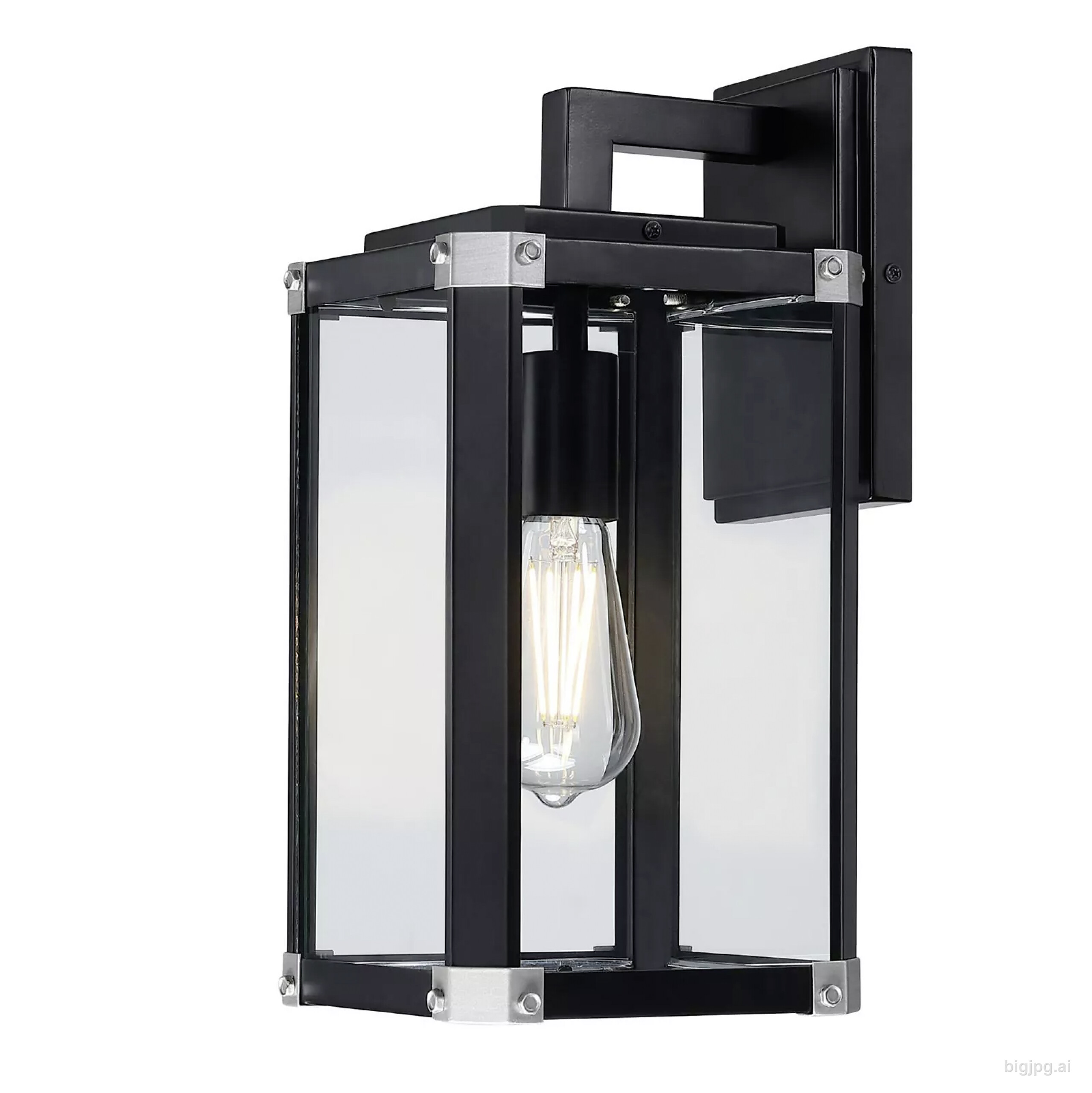 Westinghouse Außenwandleuchte Glendora mattschwarz Metall Glas B/H/L: ca. 18x38x21 cm E27 1 Brennstellen