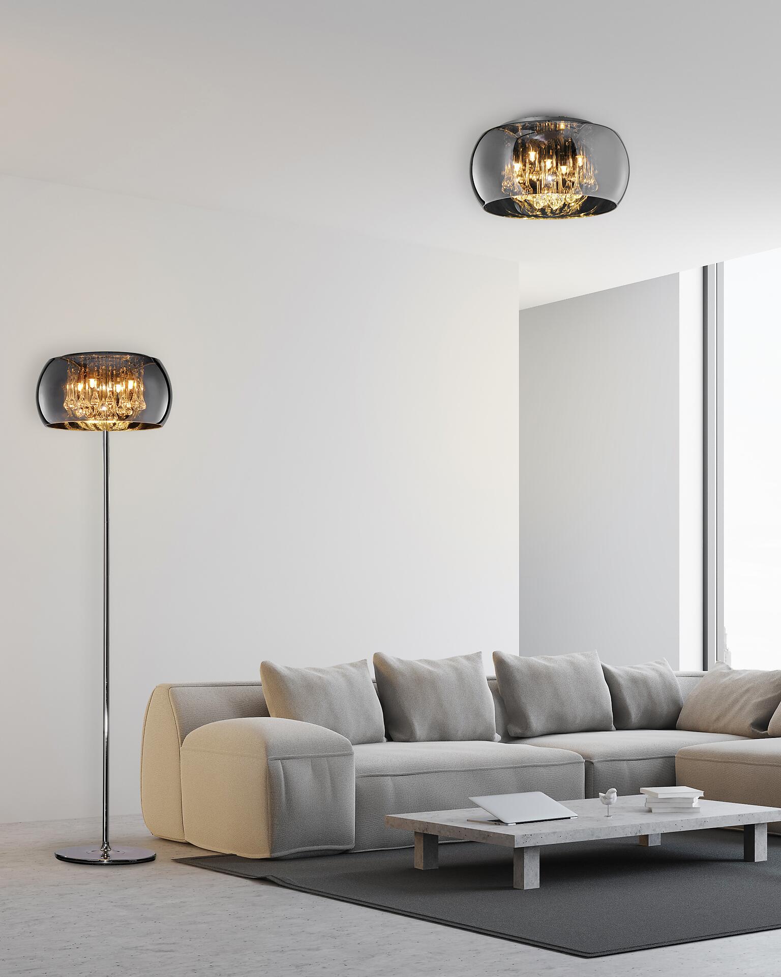 TRIO Deckenleuchte Vapore Chrom Glas H/D: ca. 22x40 cm G9 5 Brennstellen