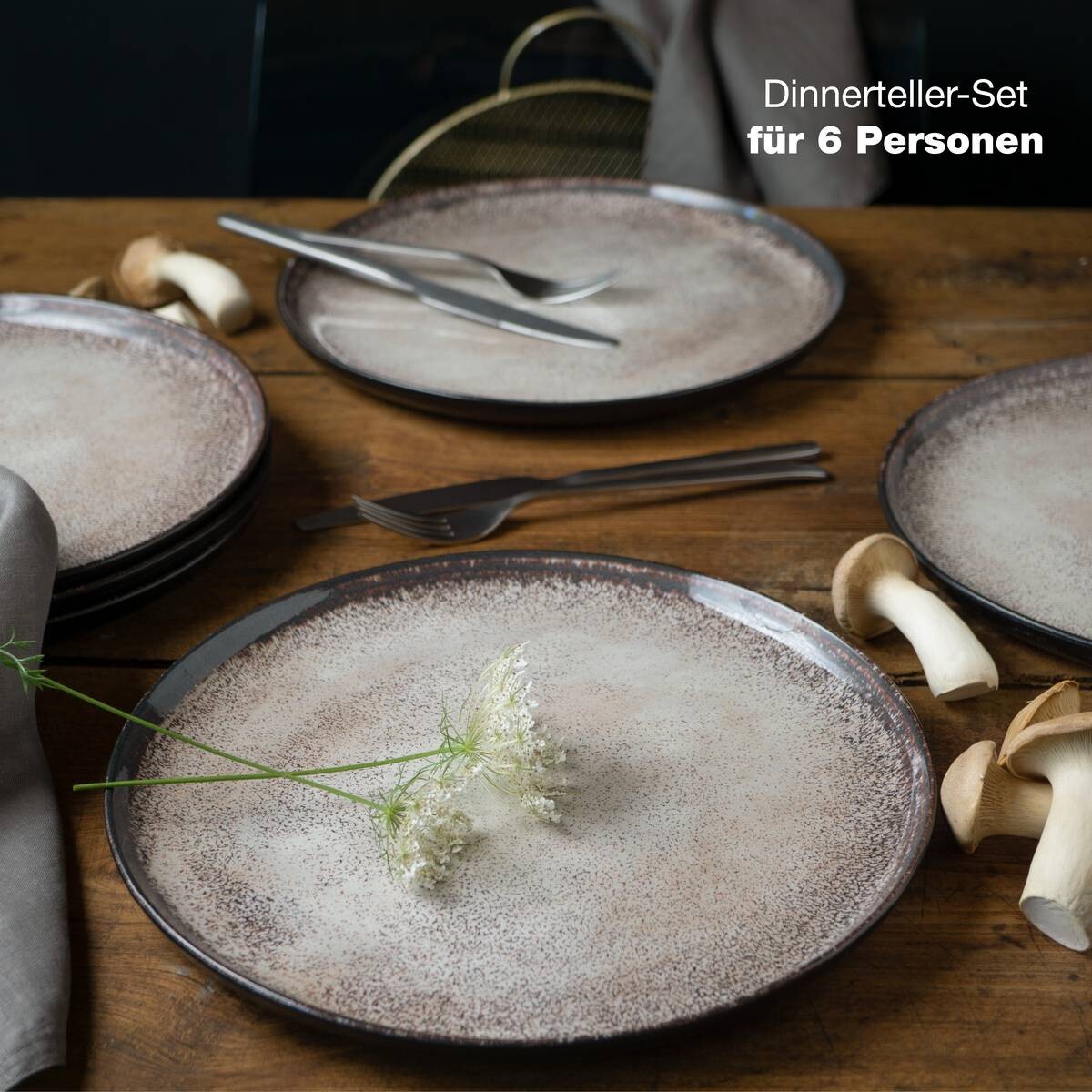 Moritz & Moritz Essteller flach beige Porzellan D: ca. 27 cm