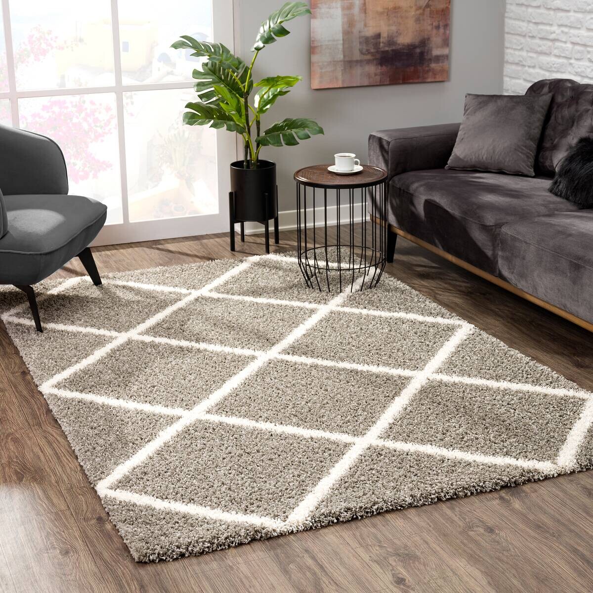 Sanat Hochflorteppich MADRID hellgrau B/L: ca. 200x290 cm