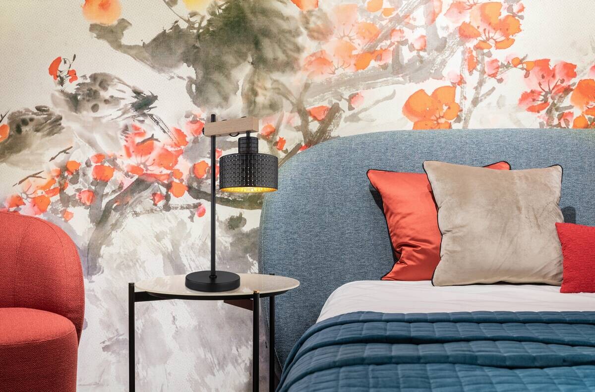 GLOBO Tischleuchte schwarz Metall B/H/T: ca. 18x55x31 cm E27 1 Brennstellen