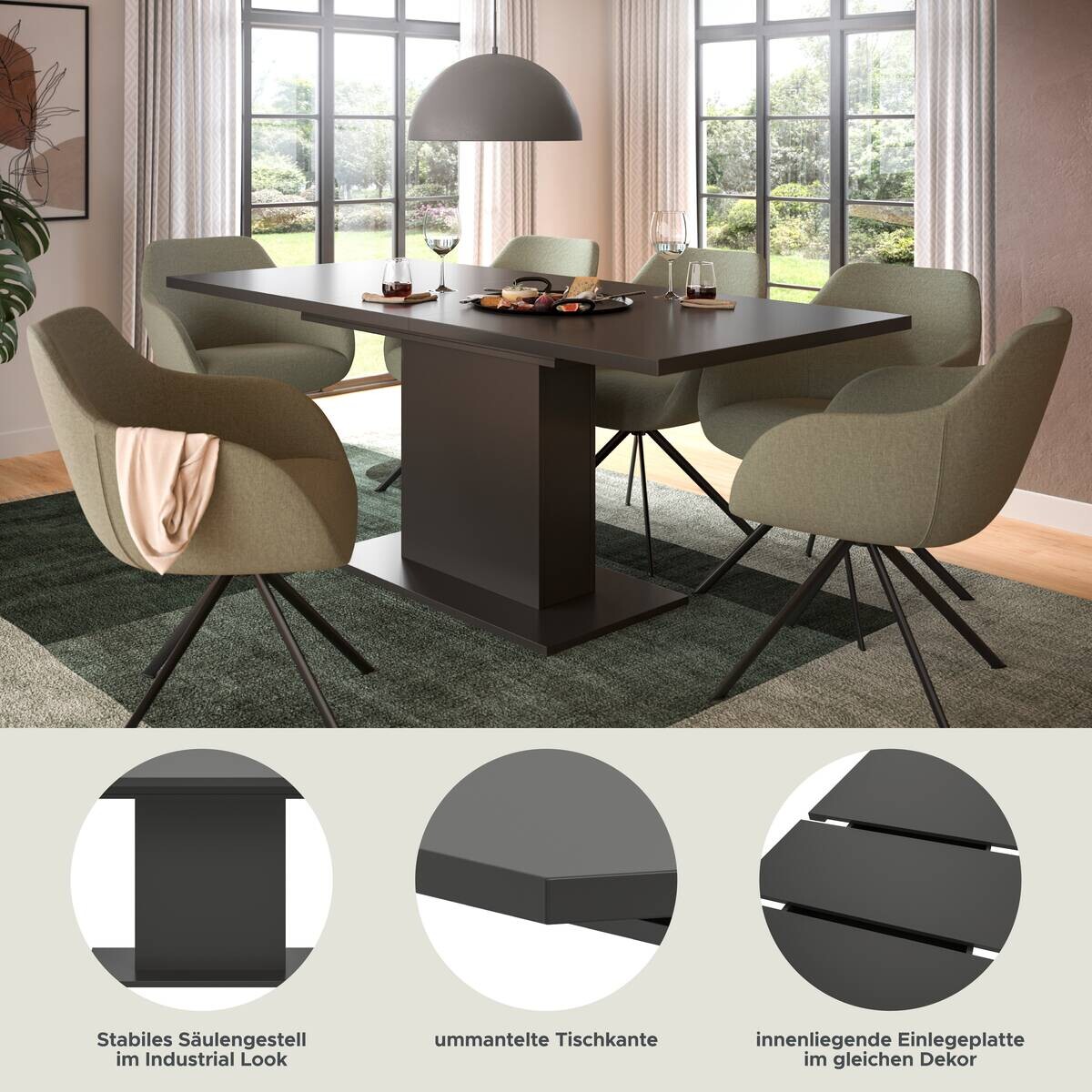 Esstisch MOTION grau B/H/T: ca. 150x76x90 cm