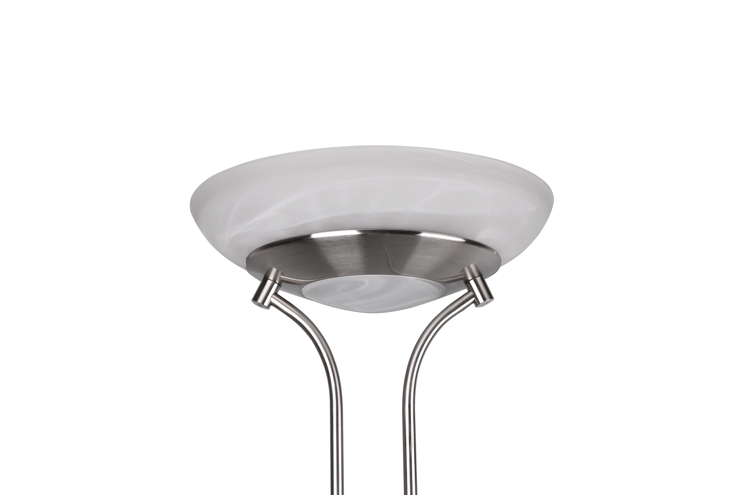 Reality Stehleuchte Orson nickel matt weiß Metall Glas H/D: ca. 180x32 cm