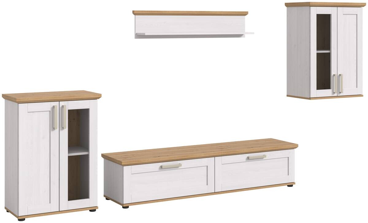 Wohnwand VERONA Lärche Nachbildung Eiche Nachbildung B/H/T: ca. 316x161x40 cm