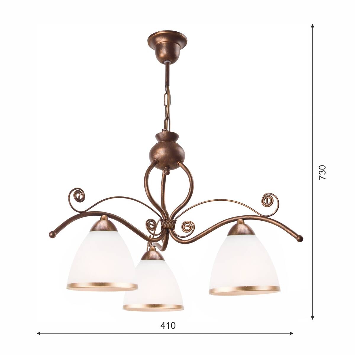 Lamkur Pendelleuchte Retro II braun Glas Stahl H/L: ca. 73x41 cm E27 3 Brennstellen