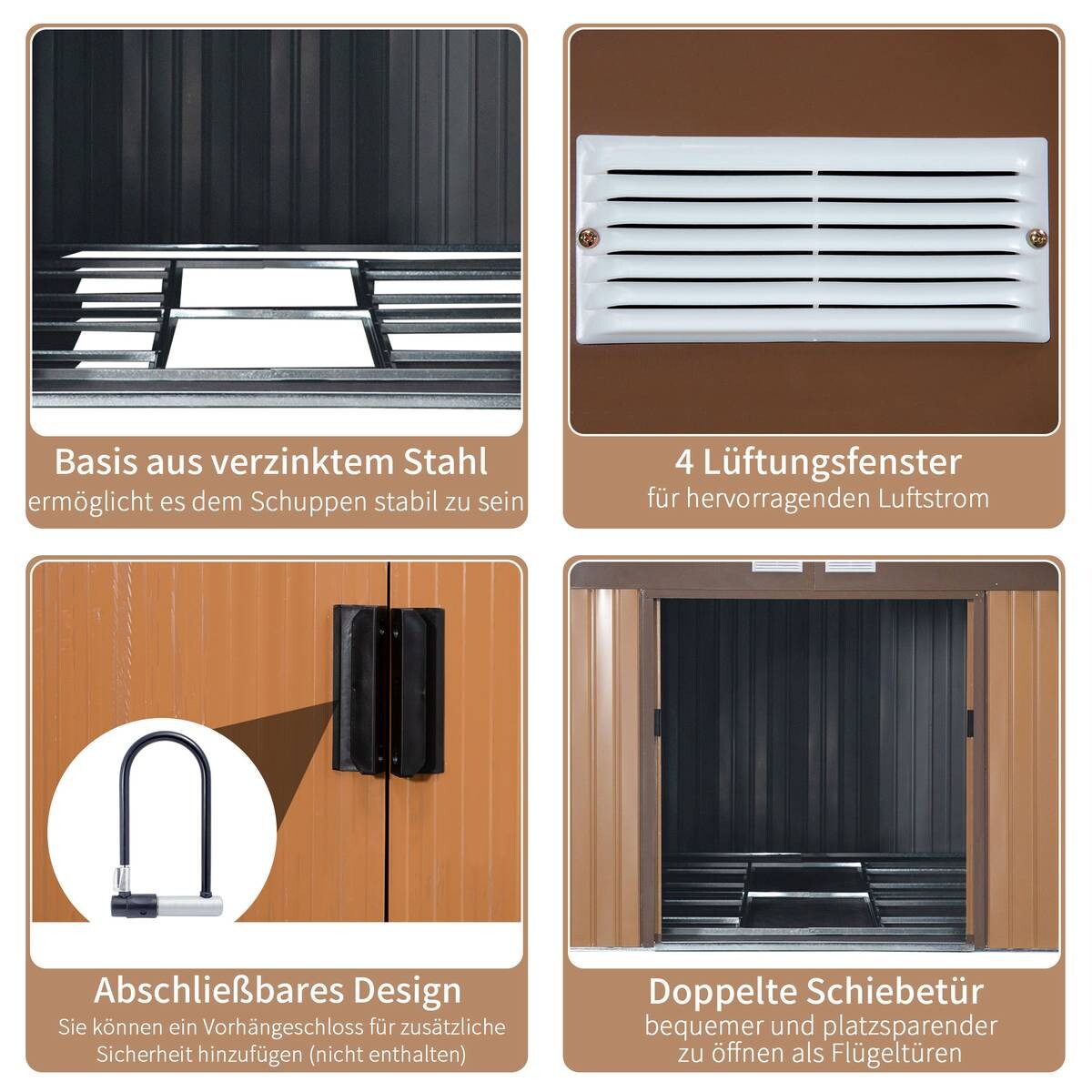 Outsunny Gartenhaus braun B/H/L: ca. 386x200x340 cm