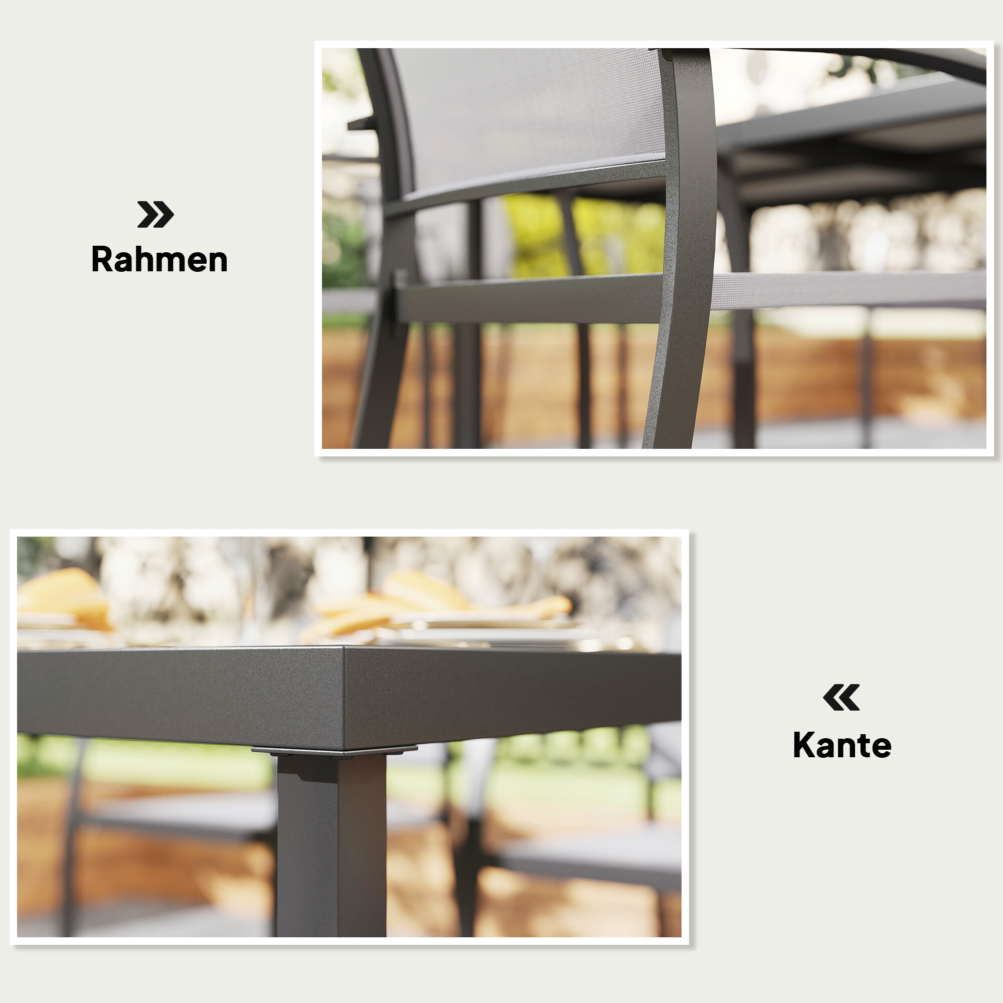 Outsunny Gartenmöbel-Set grau Kunststoff B/H/L: ca. 87x72x180 cm